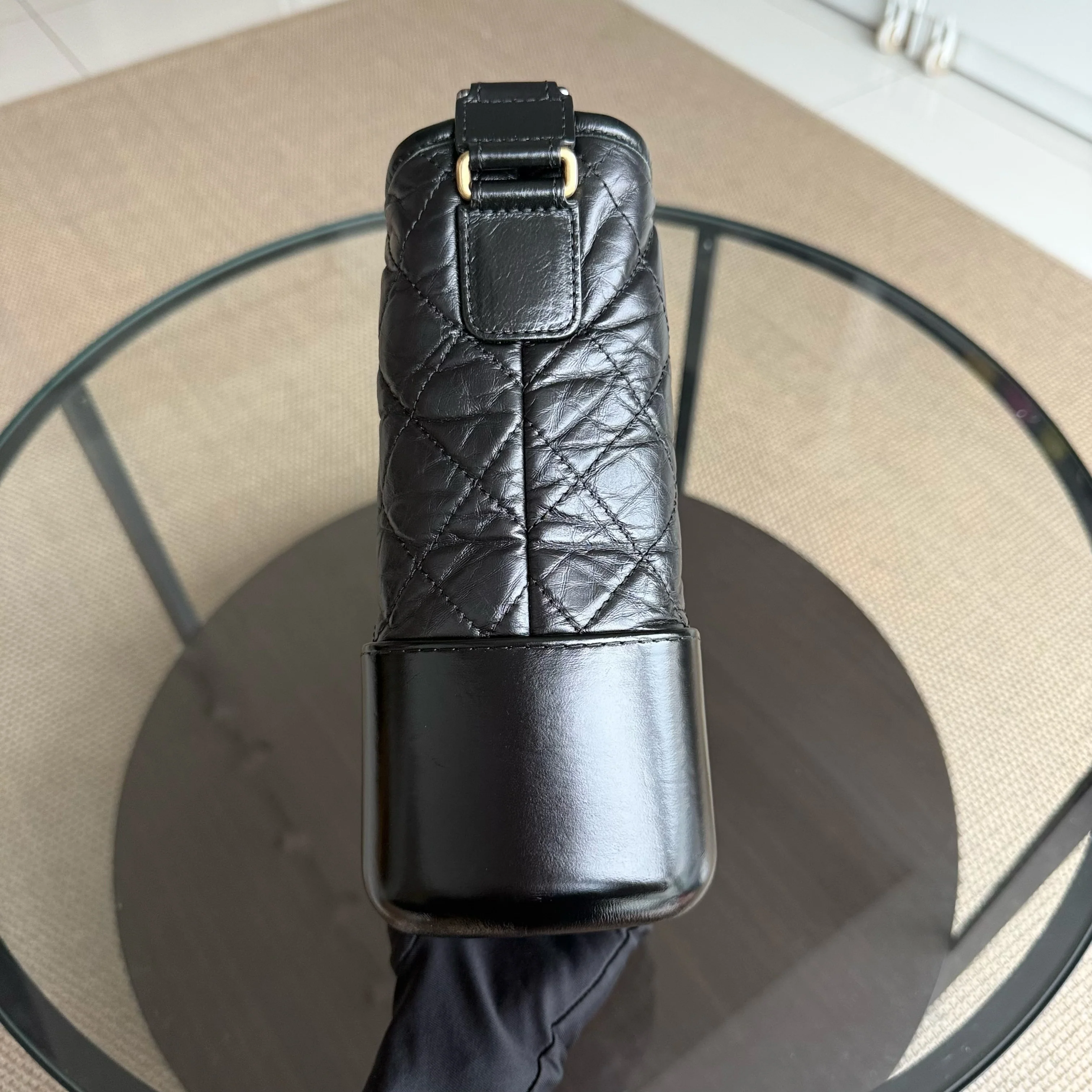 Chanel Gabrielle Medium - Quilted Aged Calfskin Black Two-tone Gold Hardware Series 23