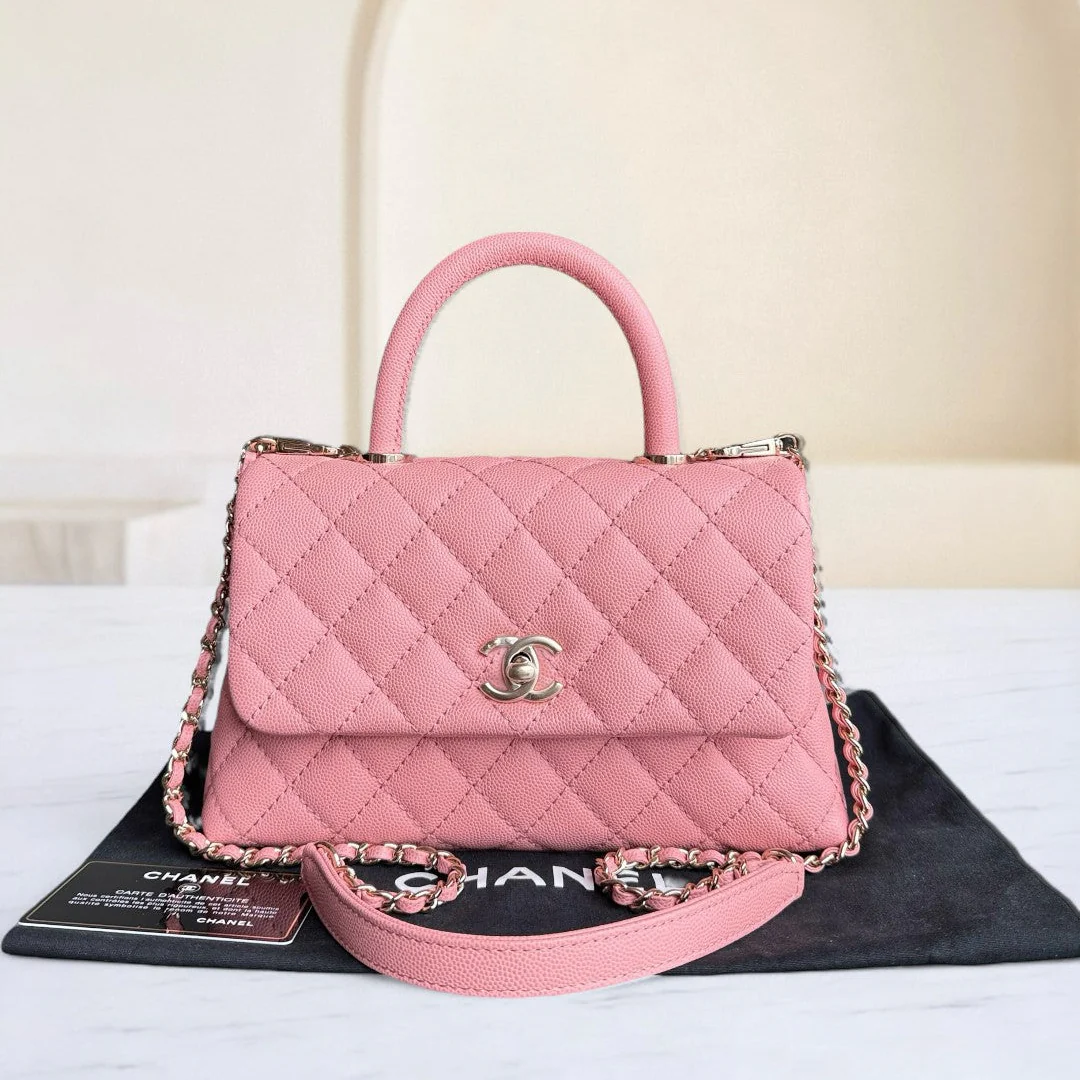 Chanel Coco Handle Small - Caviar Quilted Pink Gold Hardware Series 27