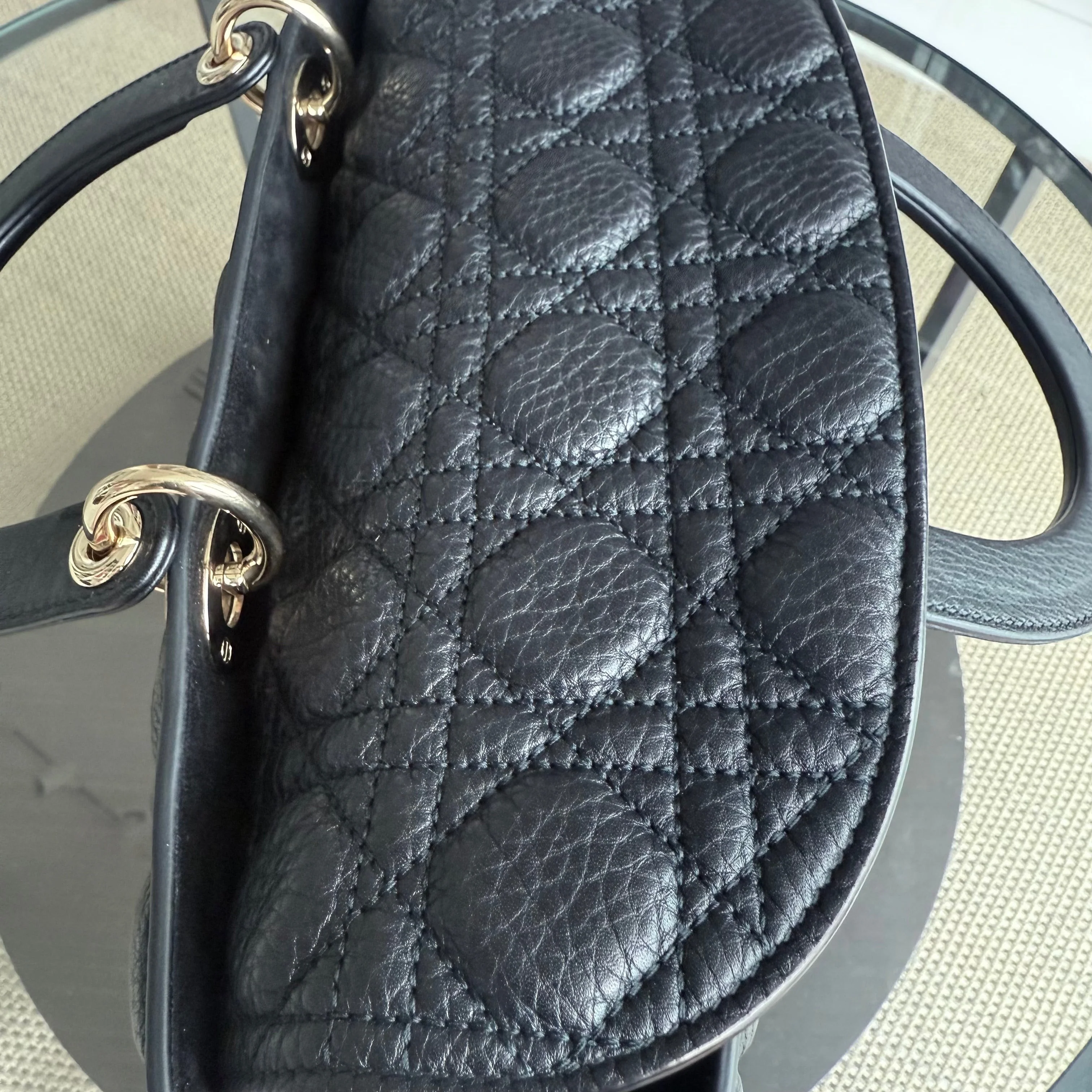 *Flap, Caviar* Lady Large Flap Caviar Cannage Black GHW No Strap