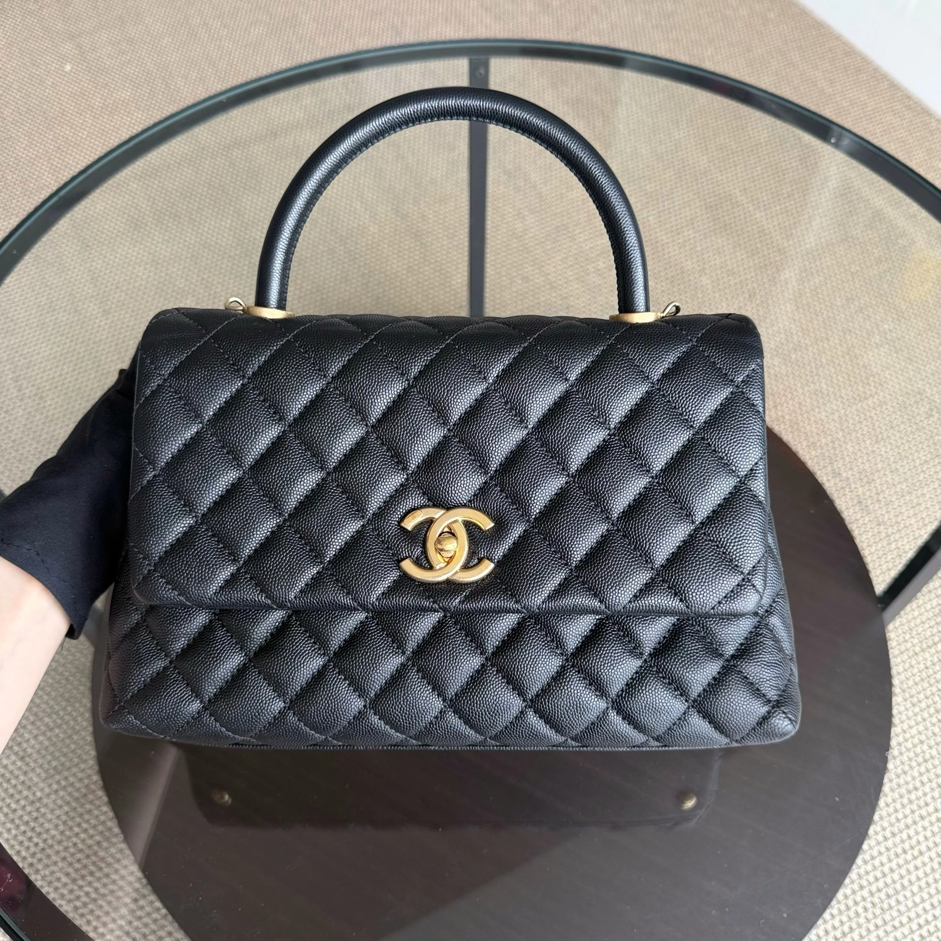 Chanel Coco Handle Medium - Caviar 29CM Quilted Black Gold Hardware Series 27