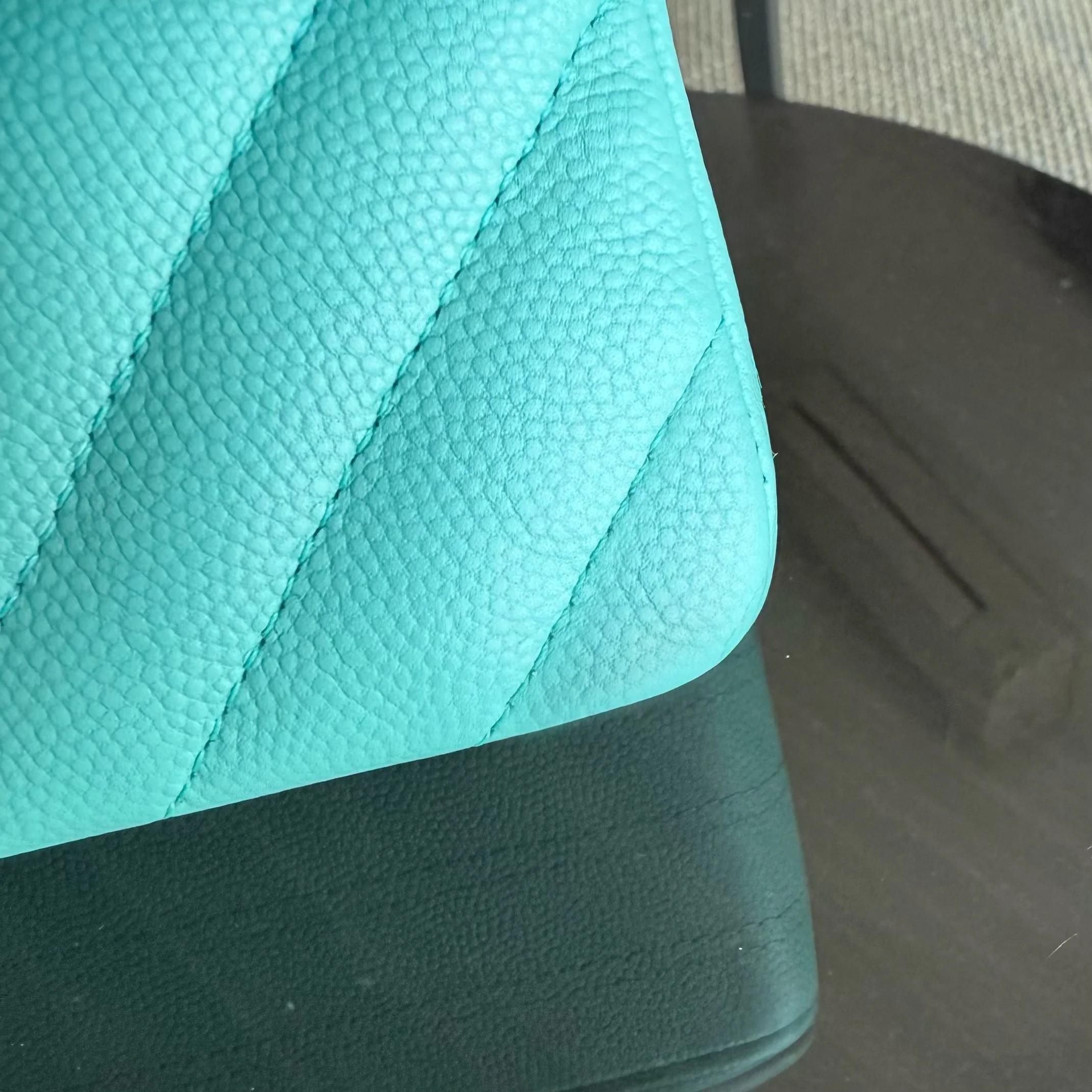 Chanel Classic Flap Small - Caviar 23CM Chevron Light Blue Tiffiny Blue Gold Hardware Series 27