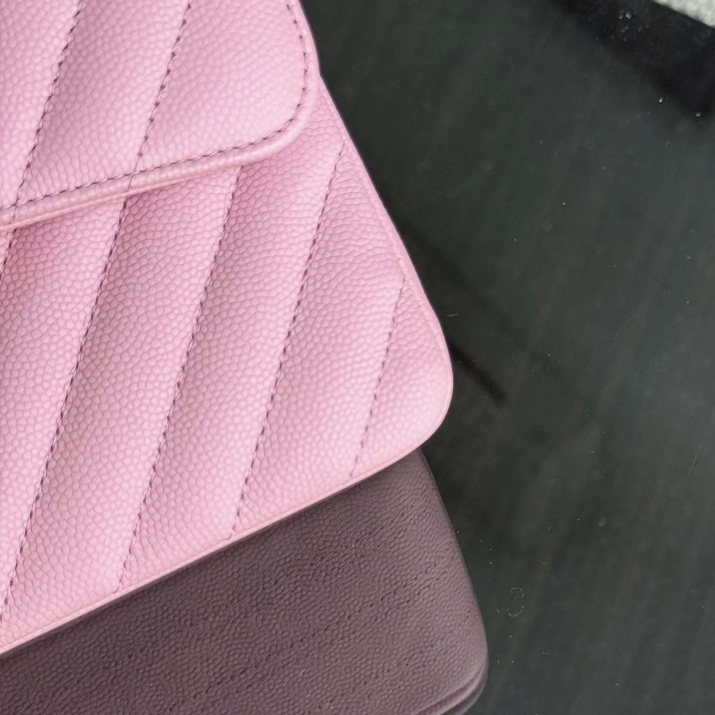 Chanel Classic Flap Small - Caviar 23CM Chevron Light Pink Gold Hardware Series 28