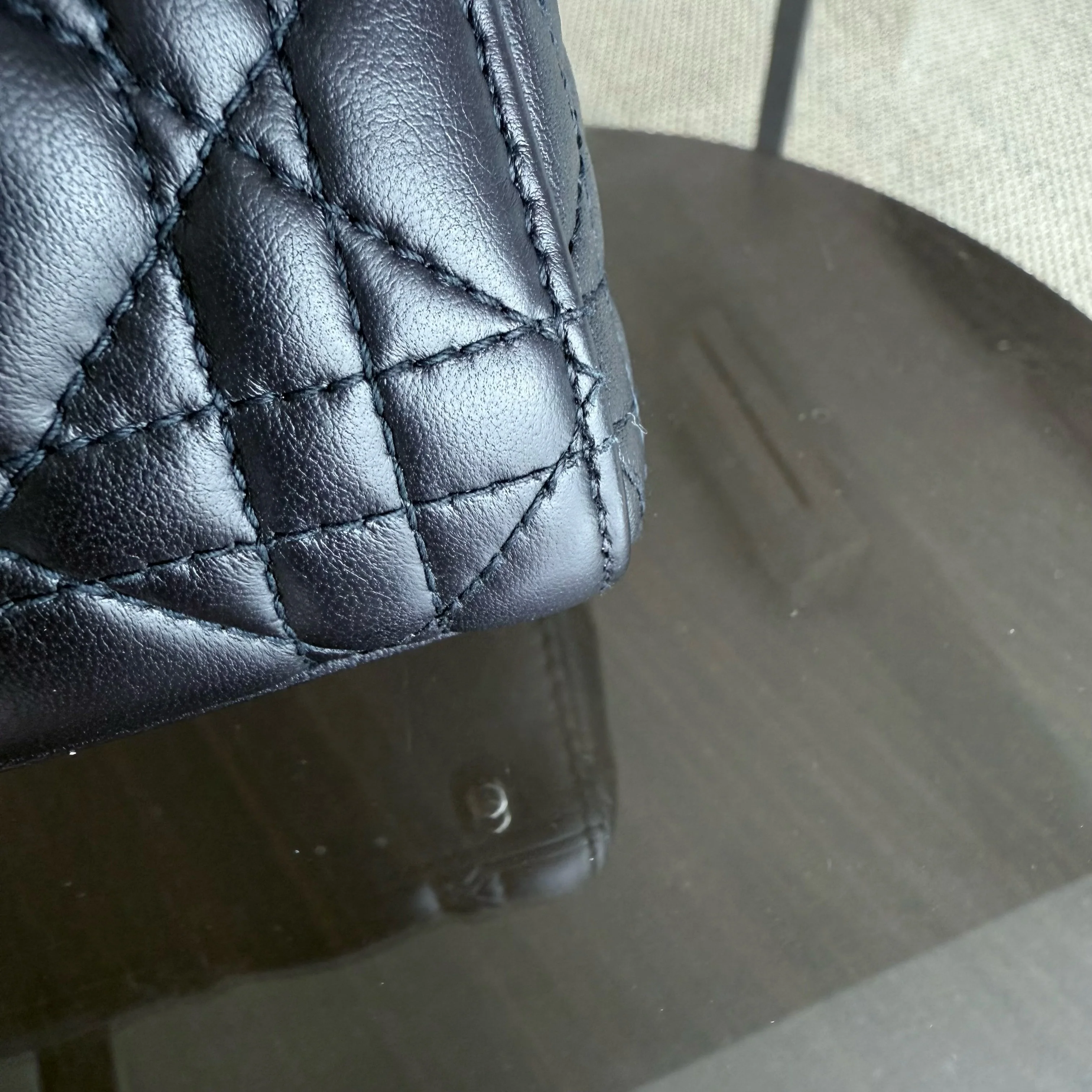 Dior Lady Mini - Cannage Lambskin Midnight Blue Silver Hardware Chain Strap