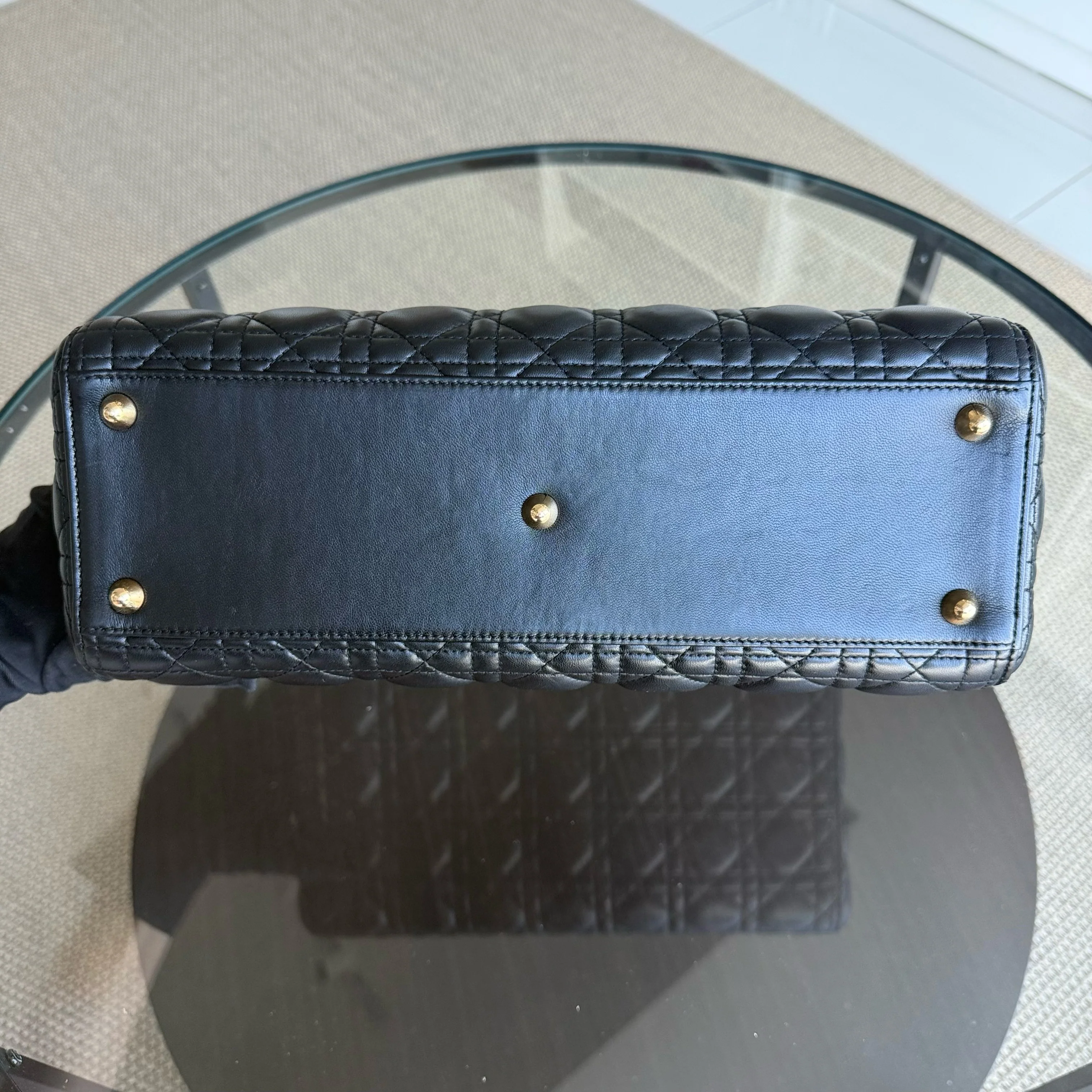 DIor Lady Large - Cannage Lambskin Black Gold Hardware NO STRAP