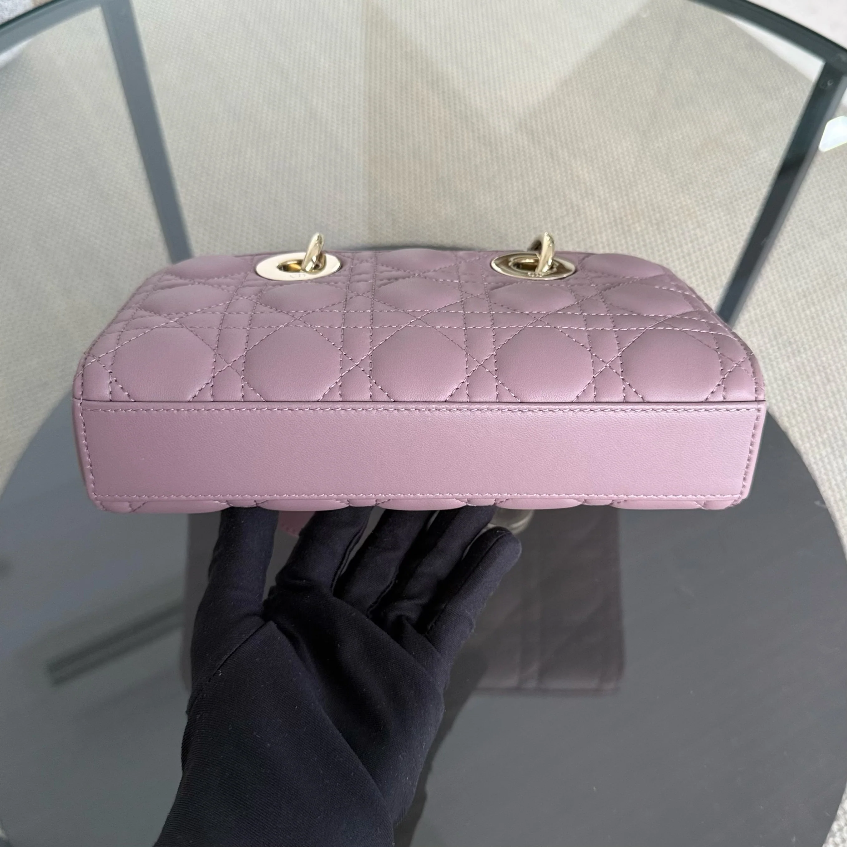 Dior D-Joy Small Lady - Cannage Lambskin Pink Gold Hardware