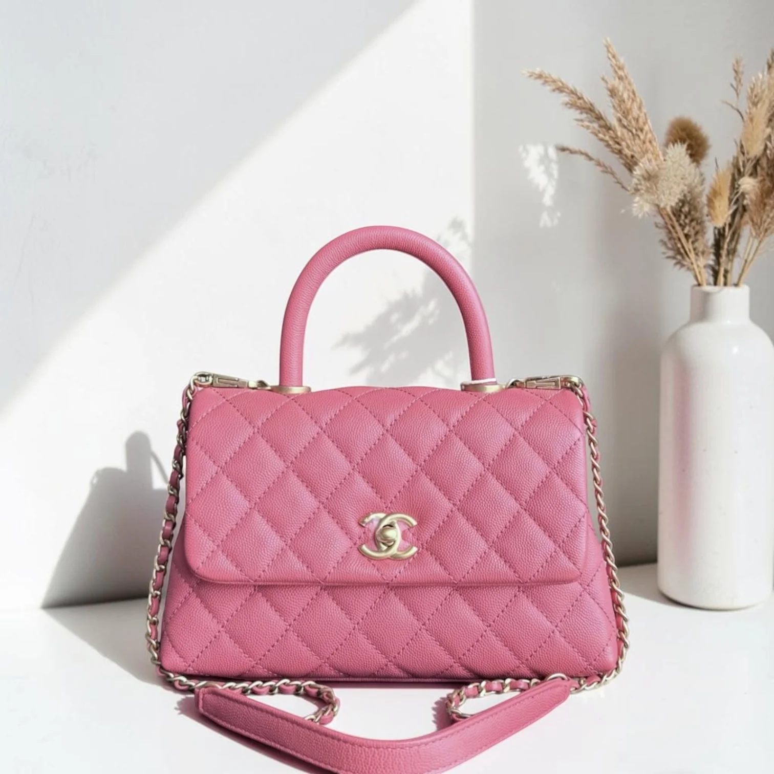 Chanel Coco Handle Small - Caviar Quitled Pink Gold Hardware Series 27