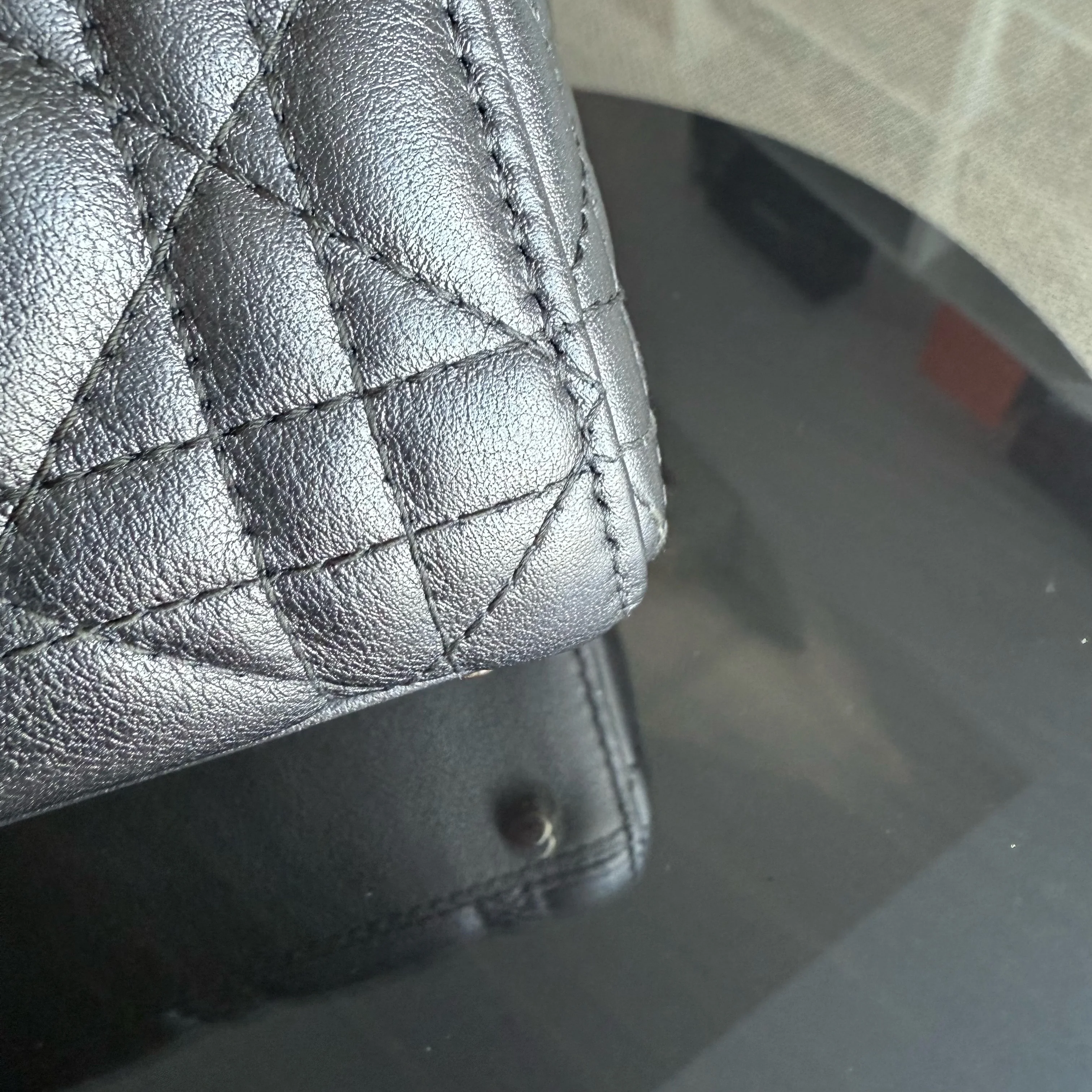 Dior Lady Mini - Cannage Calfskin Gunmetal Gold Hardware Chain Strap