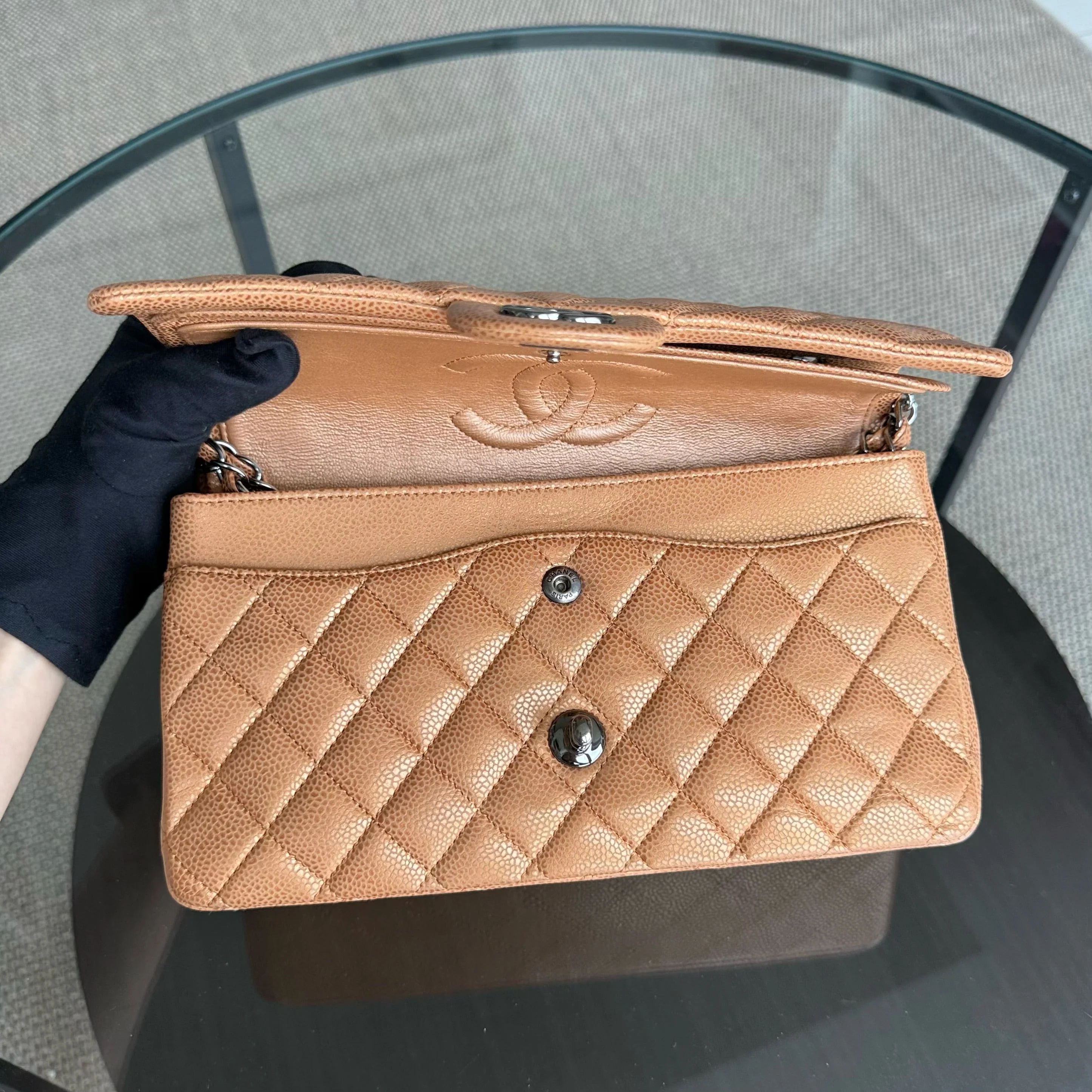 Chanel Classic Flap Medium - 25CM Quilted Caviar Gold Silver Hardware Series 14