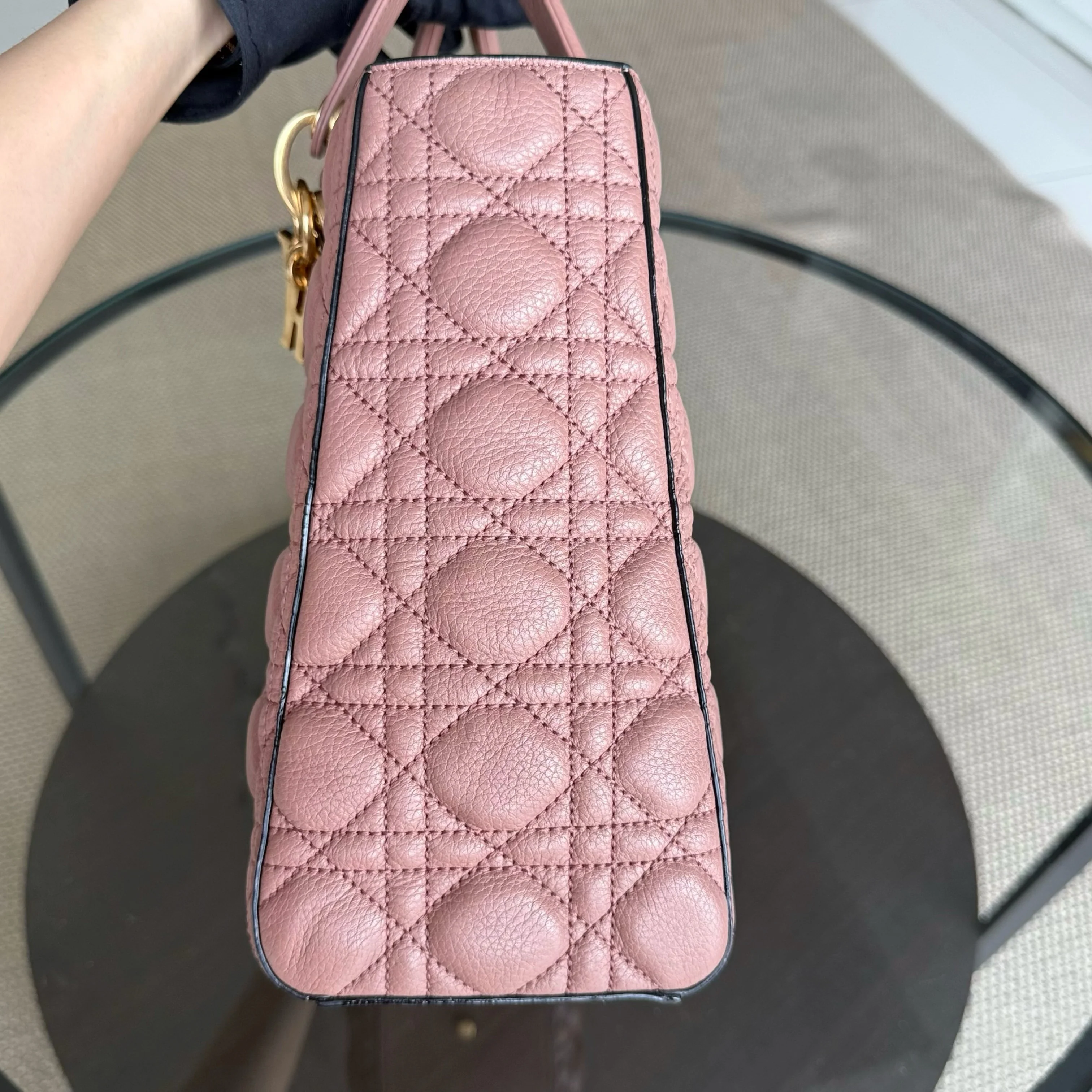 DIor Lady Large - Cannage Grained Calfskin Blush Gold Hardware NO STRAP