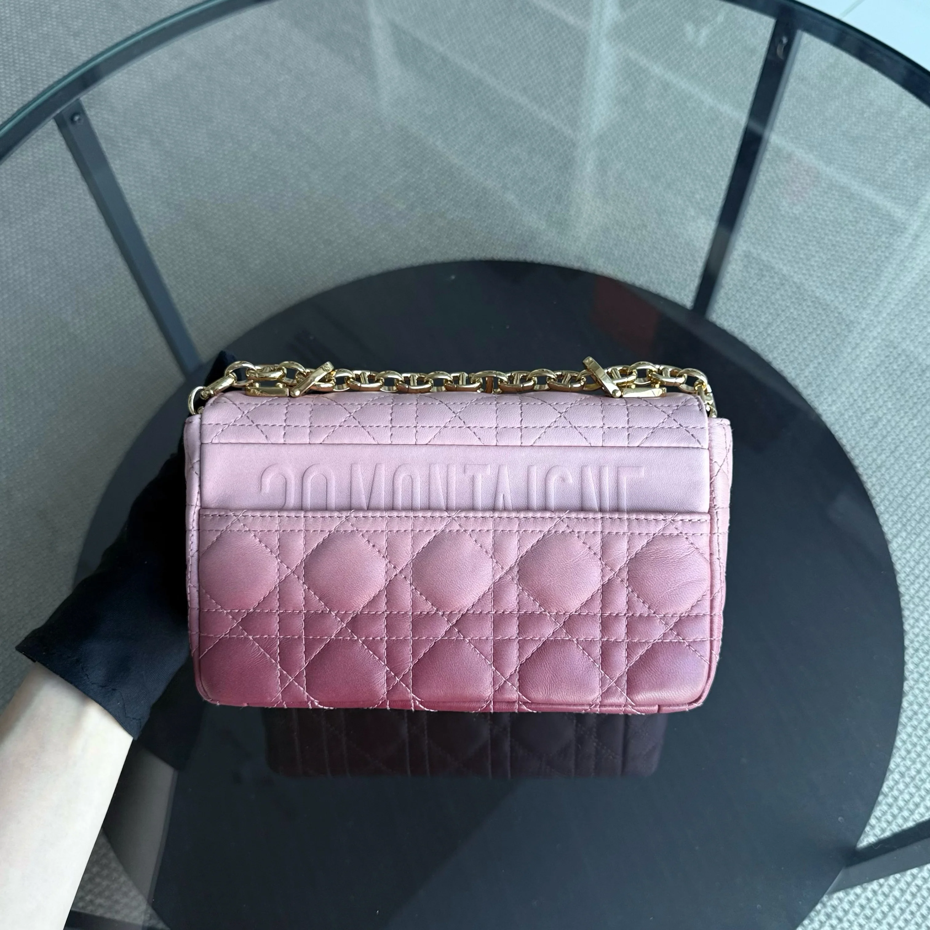 Dior Caro Small - Cannage Calfskin Bicolor Pink Gold Hardware 20CM