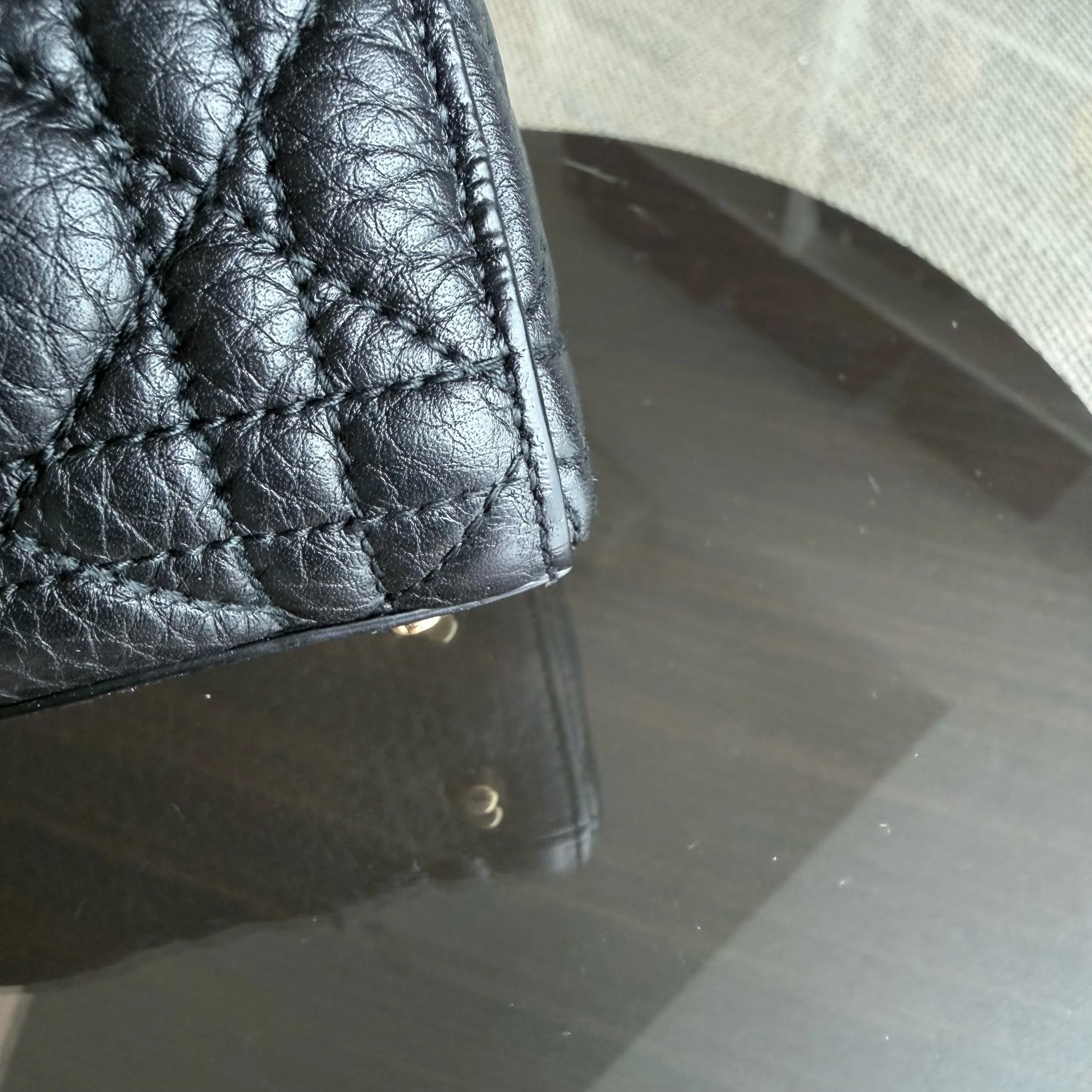 Dior Lady Mini - Cannage Grained Calfskin Black Gold Hardware