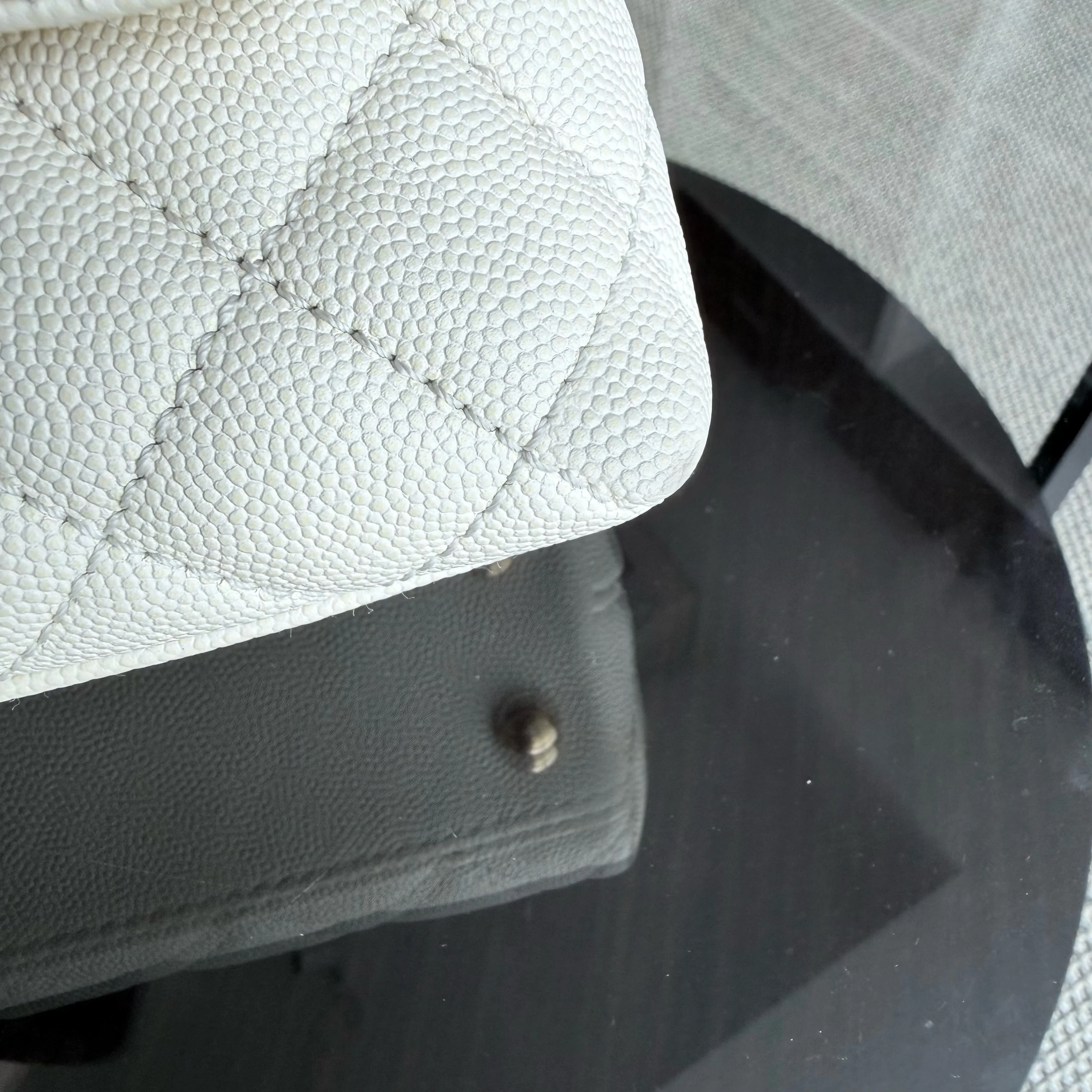 Chanel Coco Handle Small - Caviar Quilted Lizard Handle White Gold Hardward 24