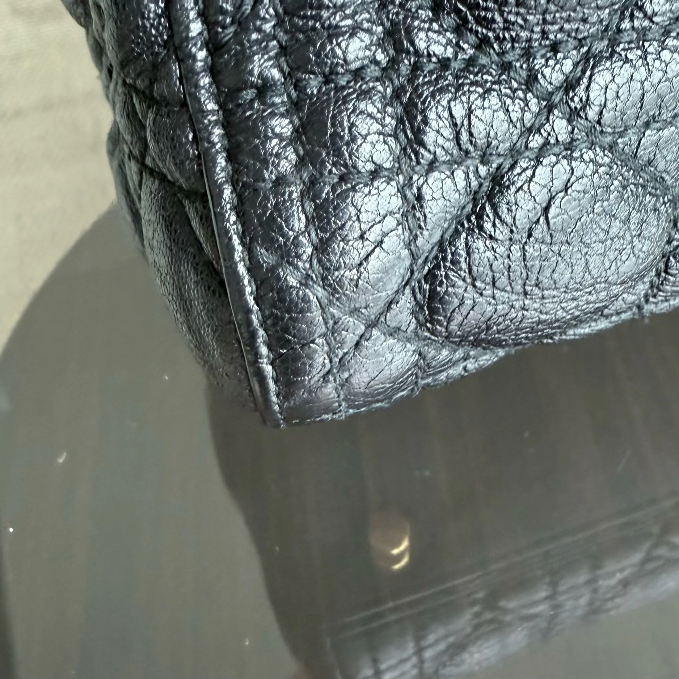 DIor Lady Large - Cannage Grained Calfskin Black Gold Hardware NO STRAP