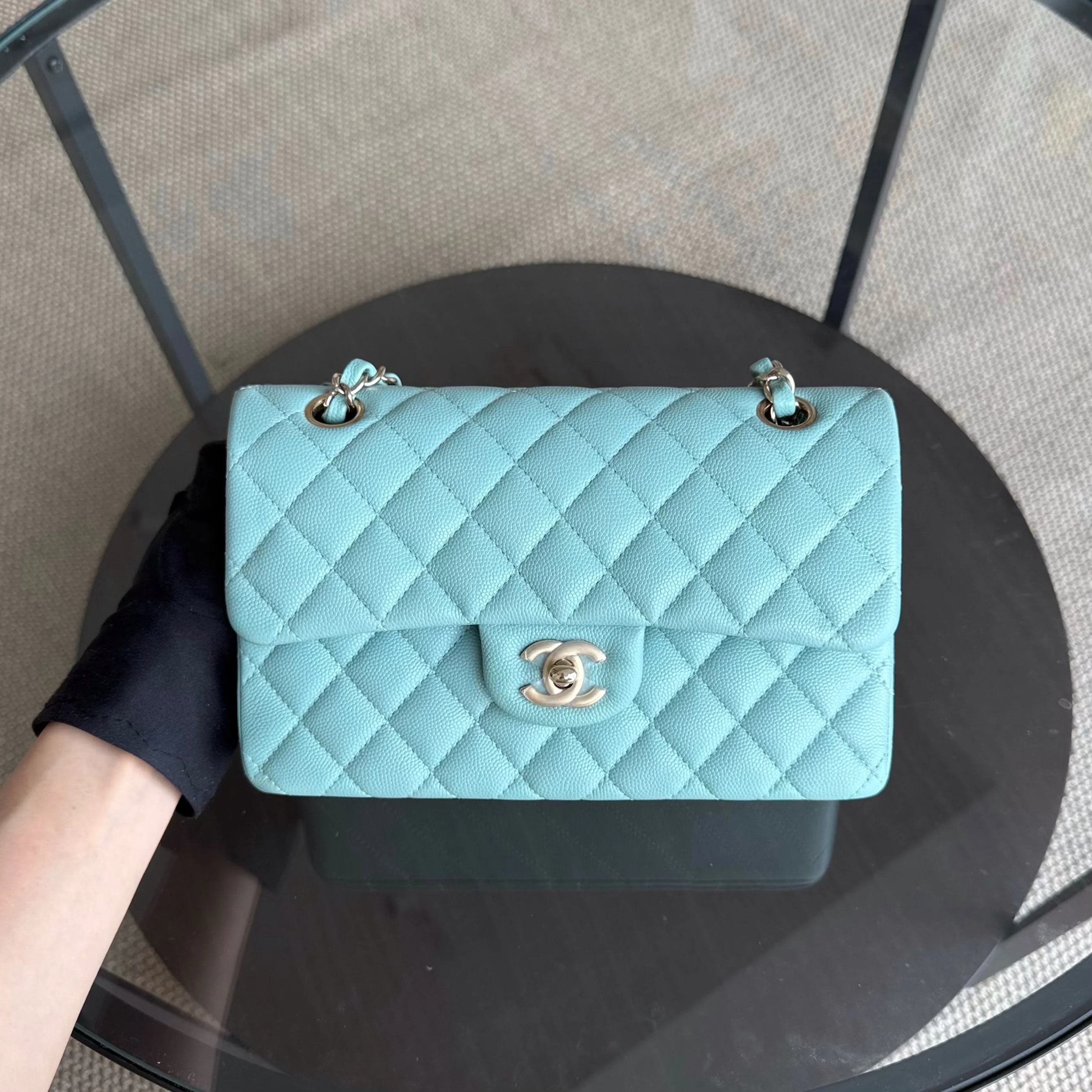 Chanel Classic Flap Small - Caviar 23CM Quilted Tiffany Blue Gold Hardware Series 29