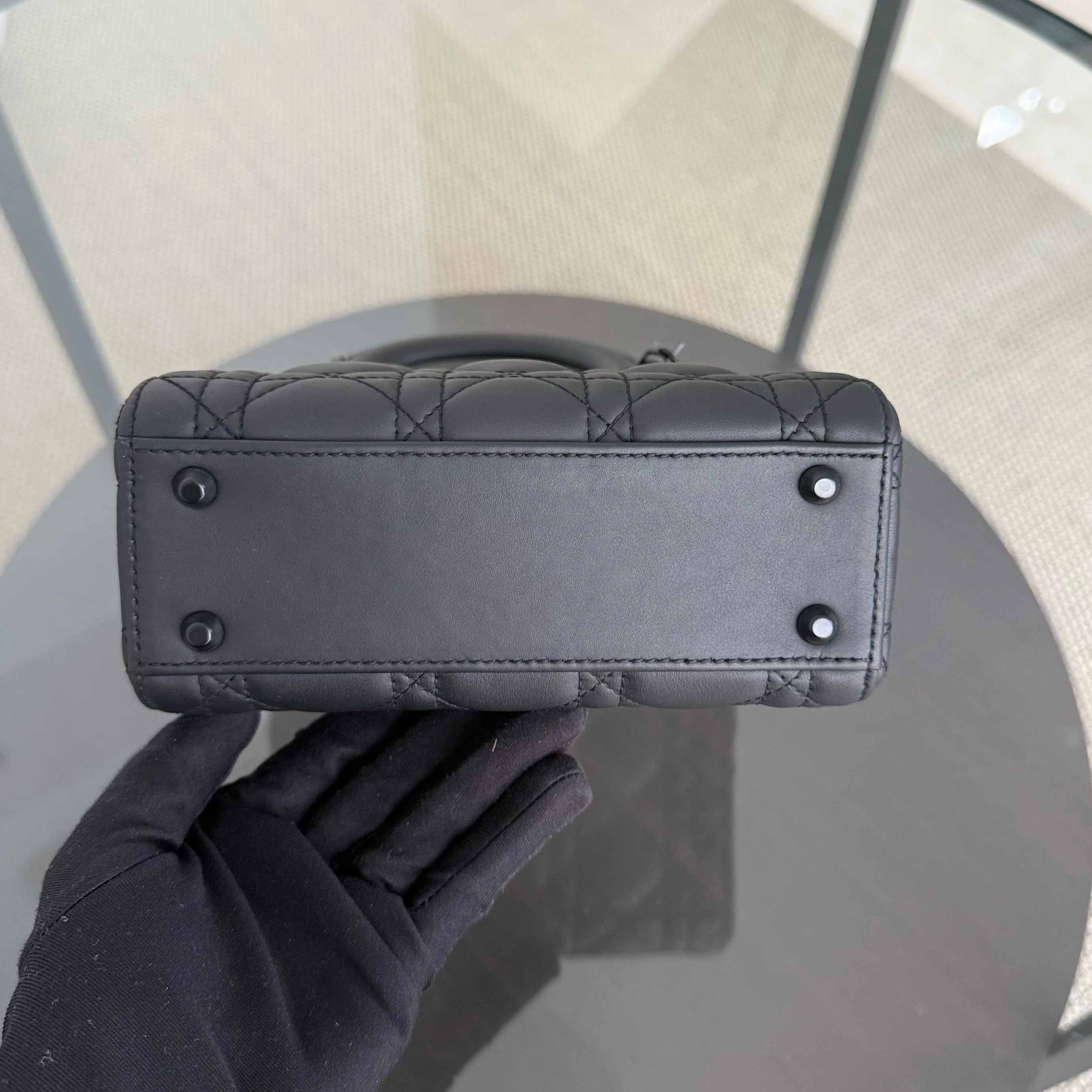 Dior Lady Mini - Cannage Calfskin So Black Black Hardware Chain Strap