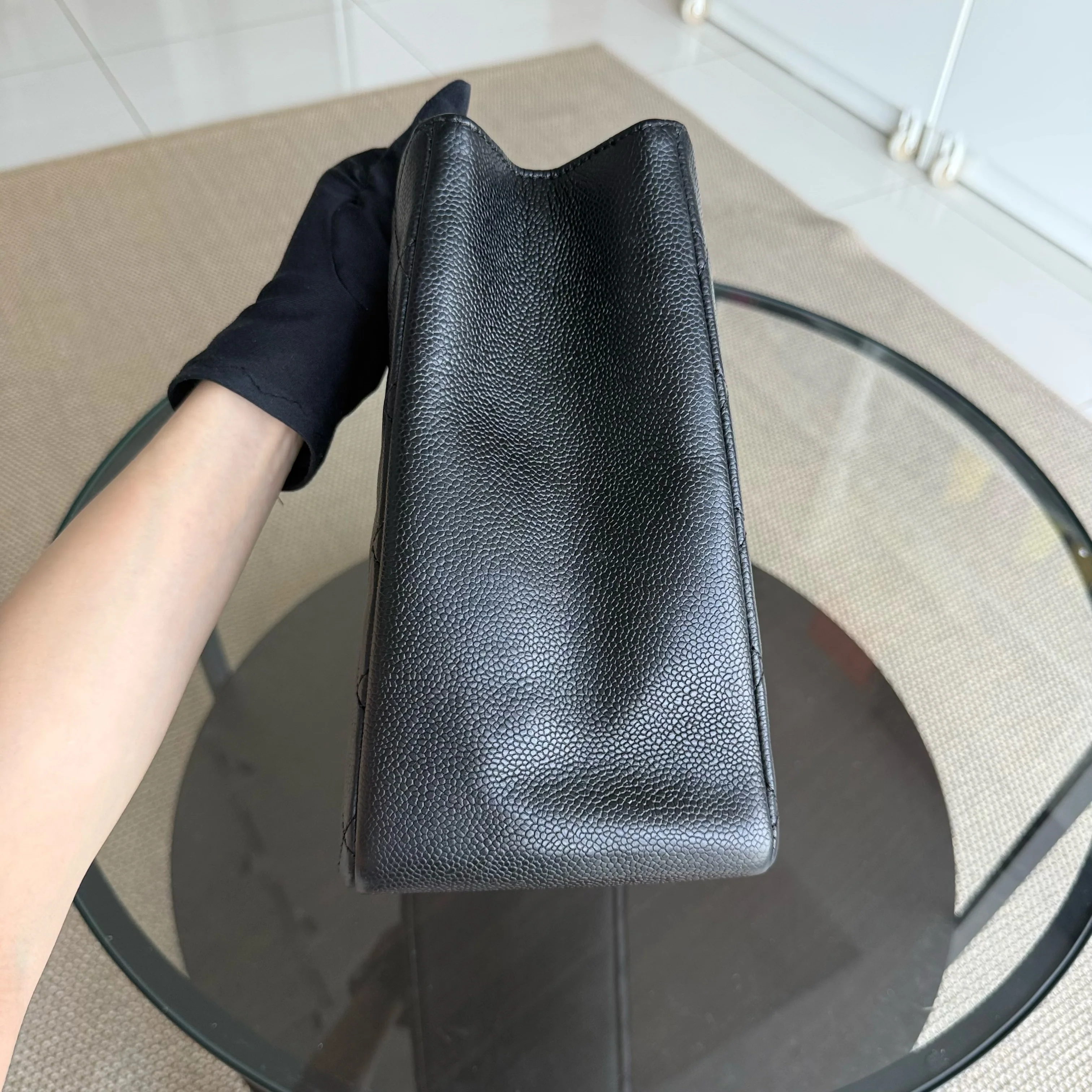 Chanel GST Grand Shopping Tote - Caviar Quilted Grained Calfskin Black Gold Hardware