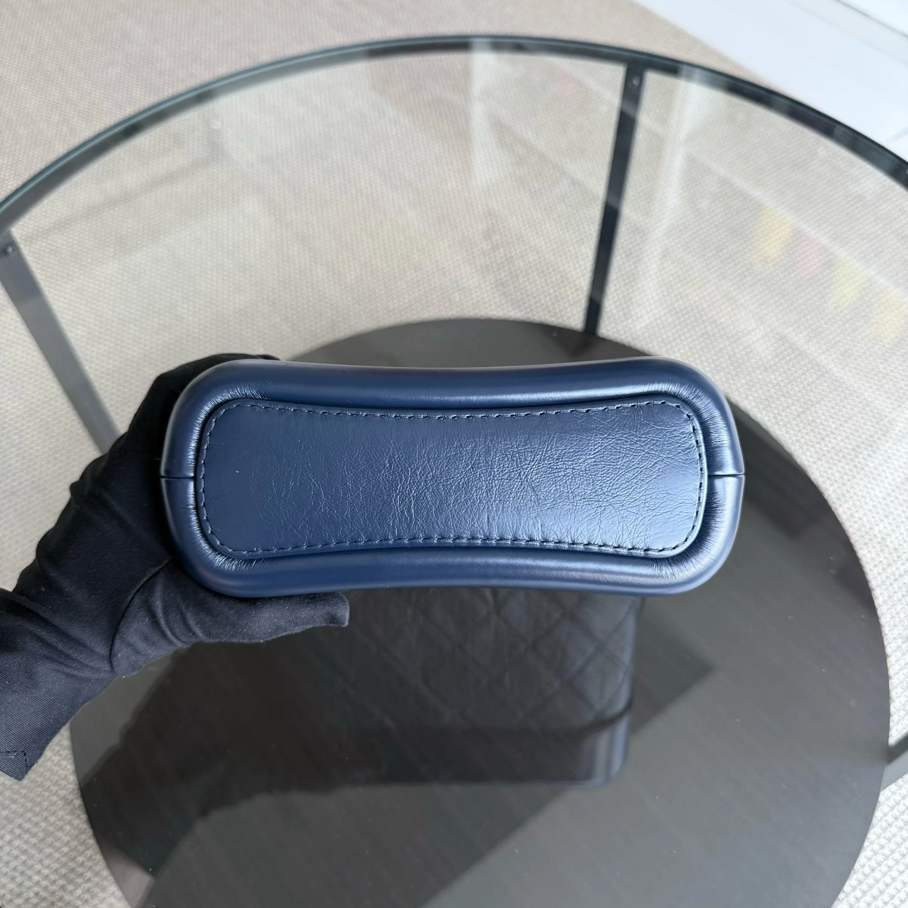 Chanel Gabrielle Small - Quilted Aged Calfskin Dark Blue Two-tone Gold Hardware Series 29