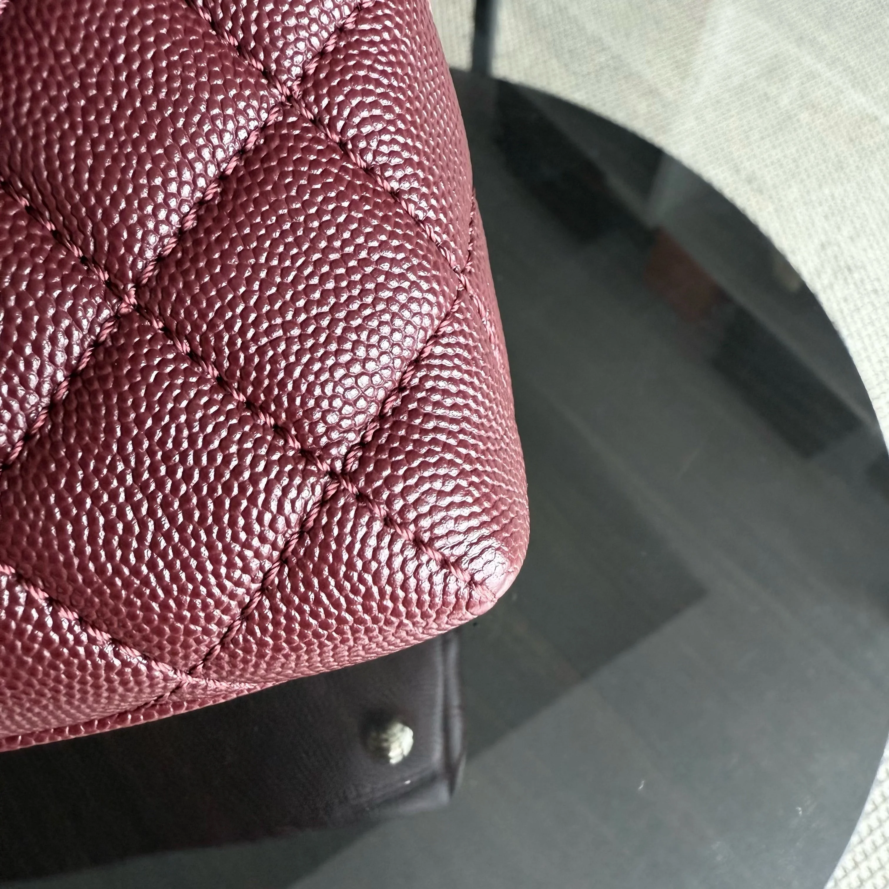 Chanel Coco Handle Small - Caviar Quilted Grained Calfskin Dark Red Burgundy Gold Hardware Series 30