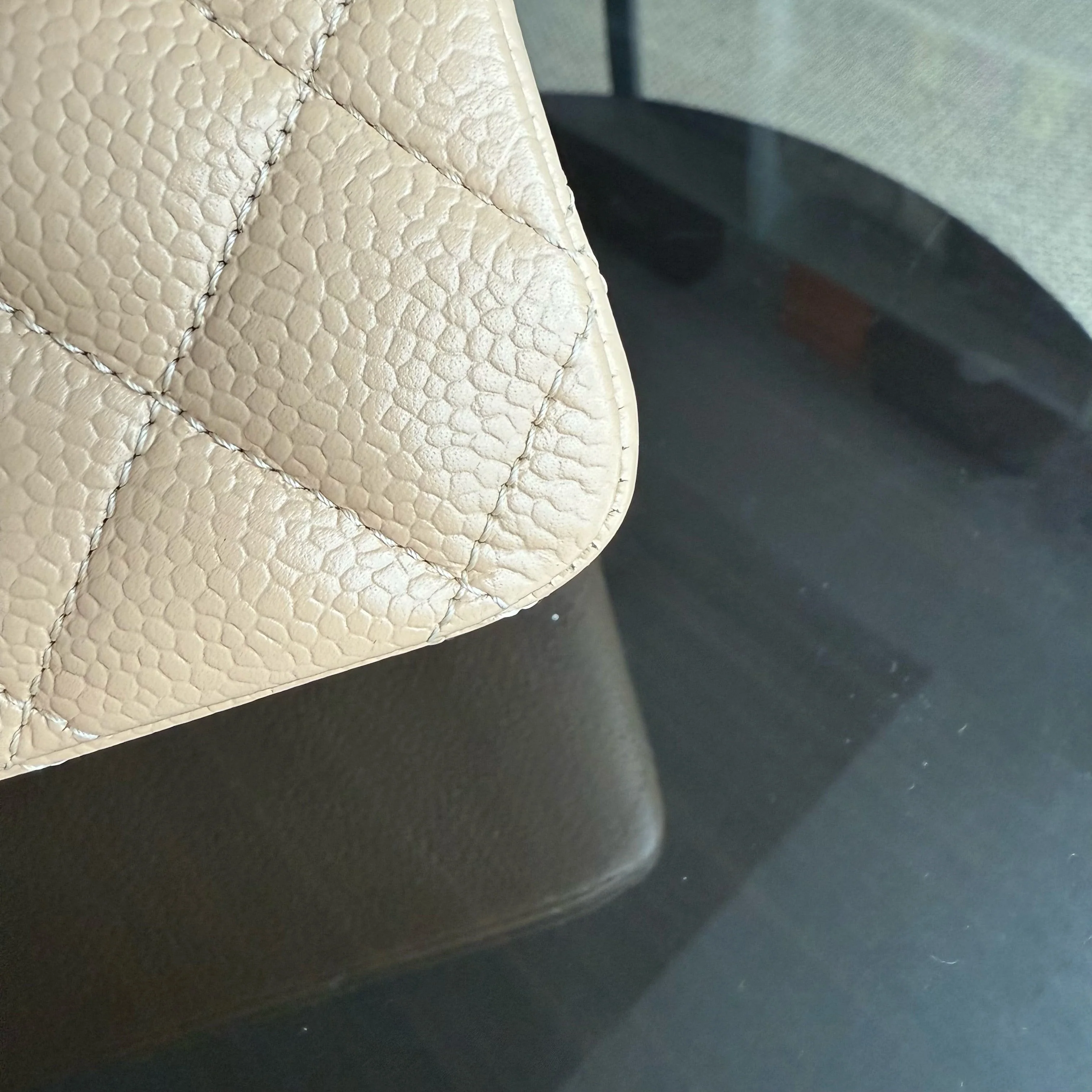 Chanel Classic Flap Medium - Caviar 25CM Quilted Grained Calfskin Beige Gold Hardware Series 14