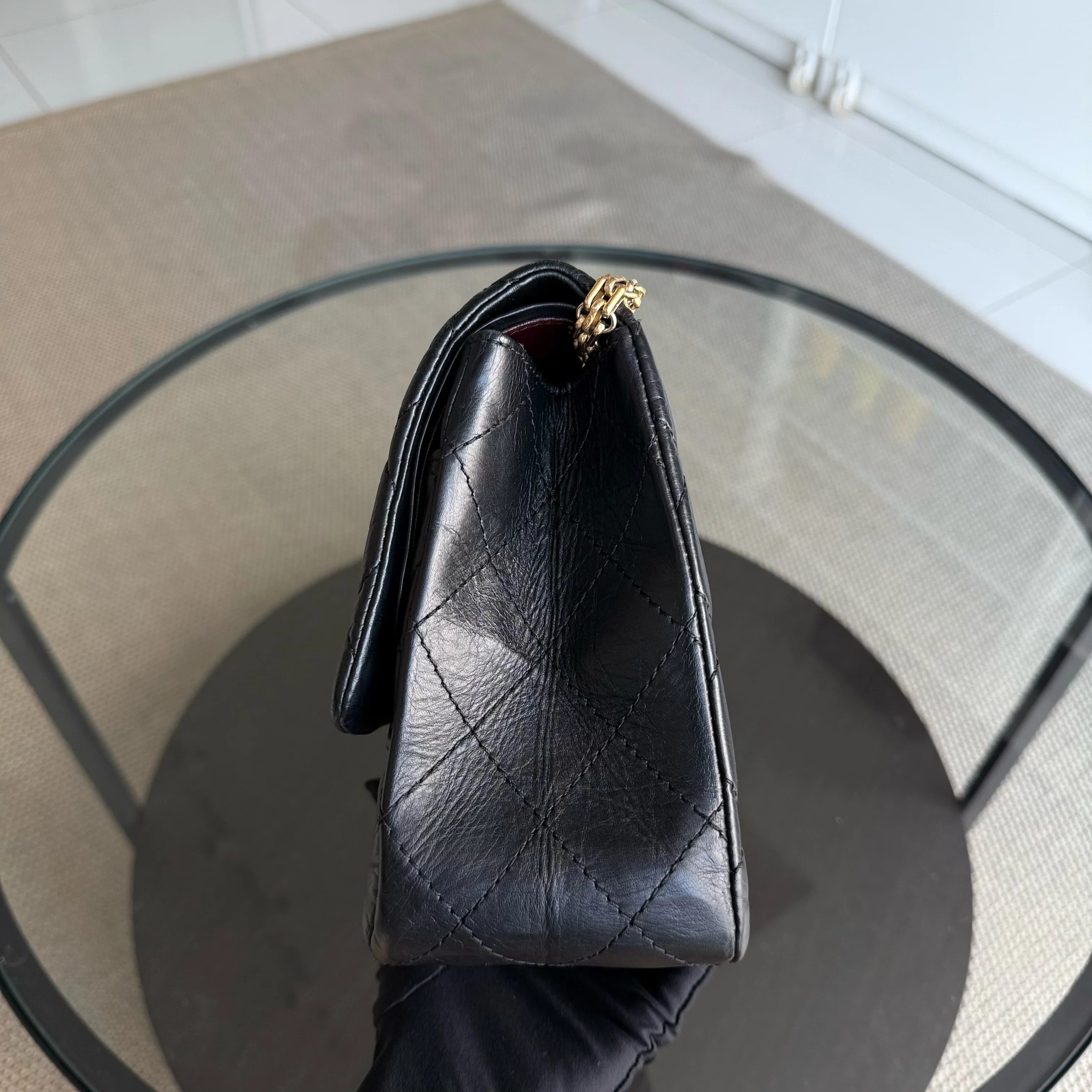 Chanel 2.55 Reissue 227 - Quilted Aged Calfskin Black Gold Hardware Series 18