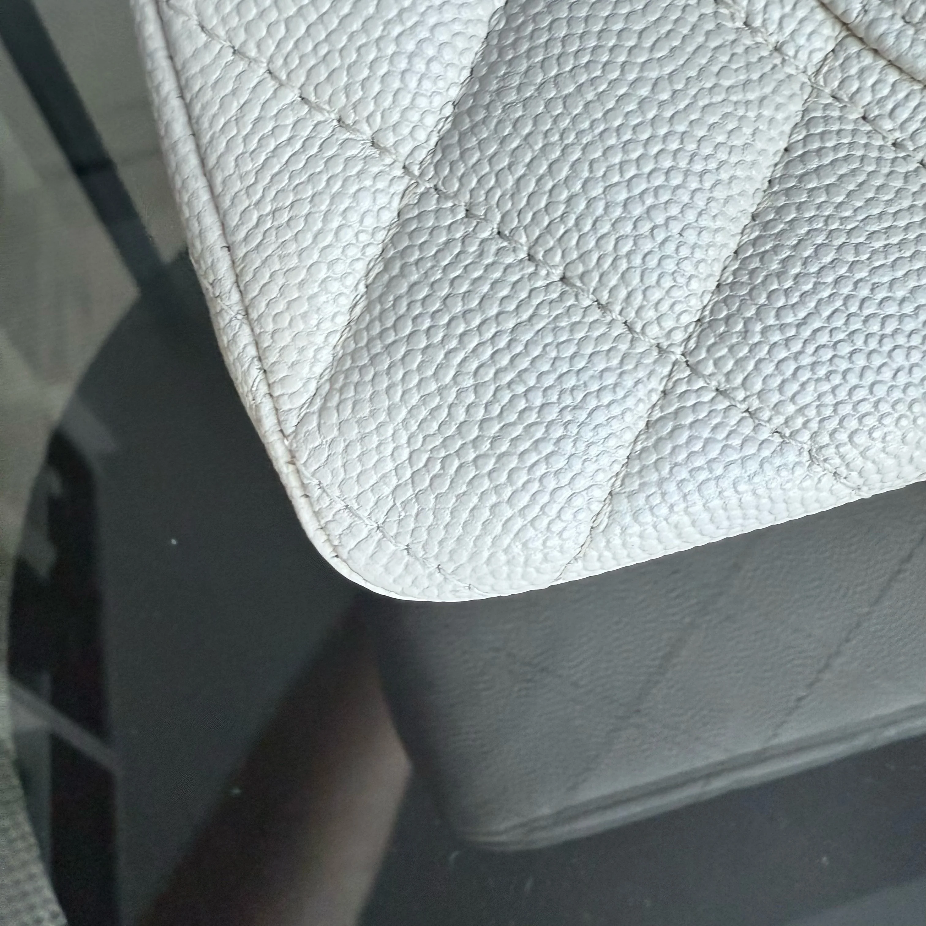 Chanel Classic Flap Medium - Caviar Quilted Grained Calfskin White Gold Hardware Series 23