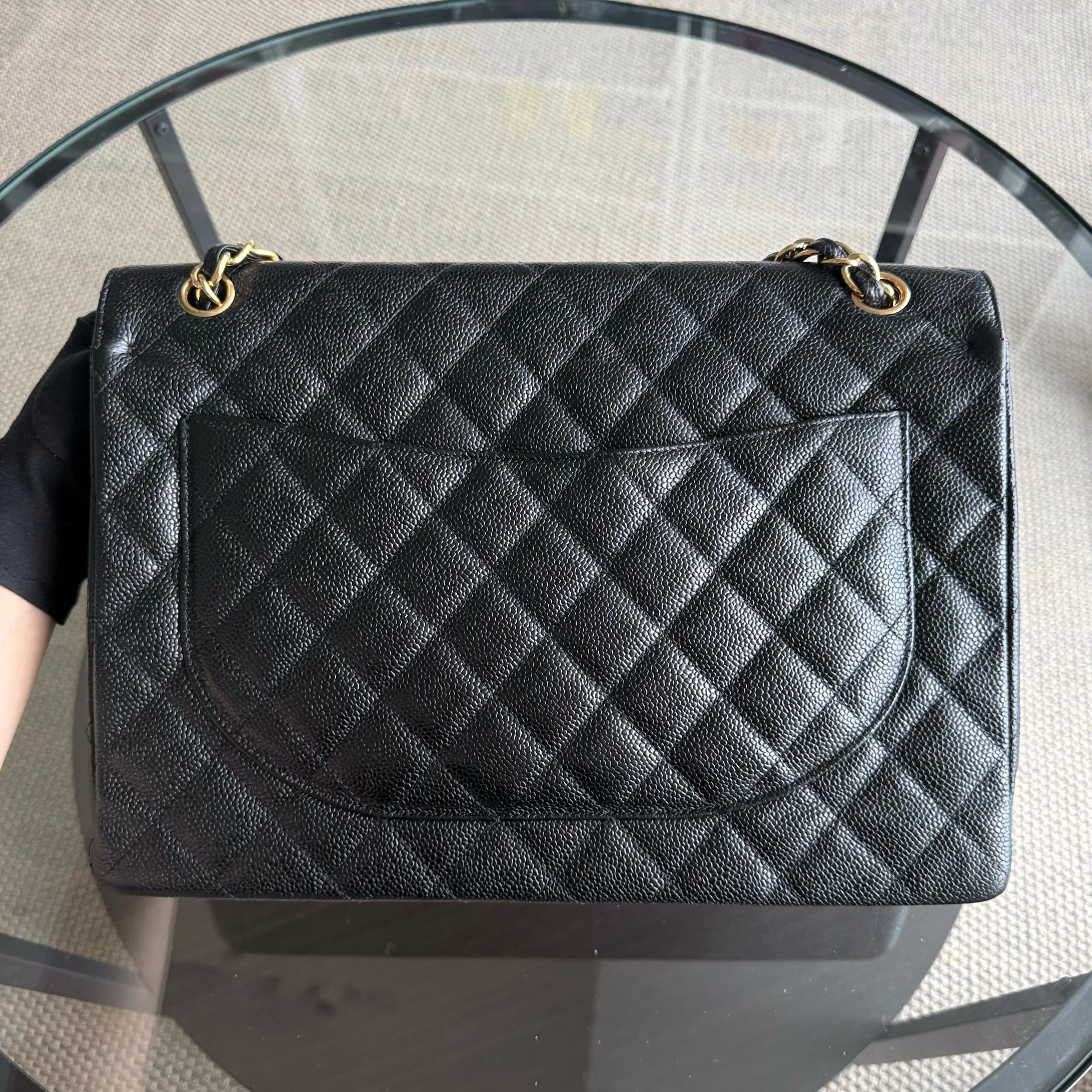 Chanel Classic Flap Maxi - Caviar 33CM Single Flap Black Gold Hardware Series 13