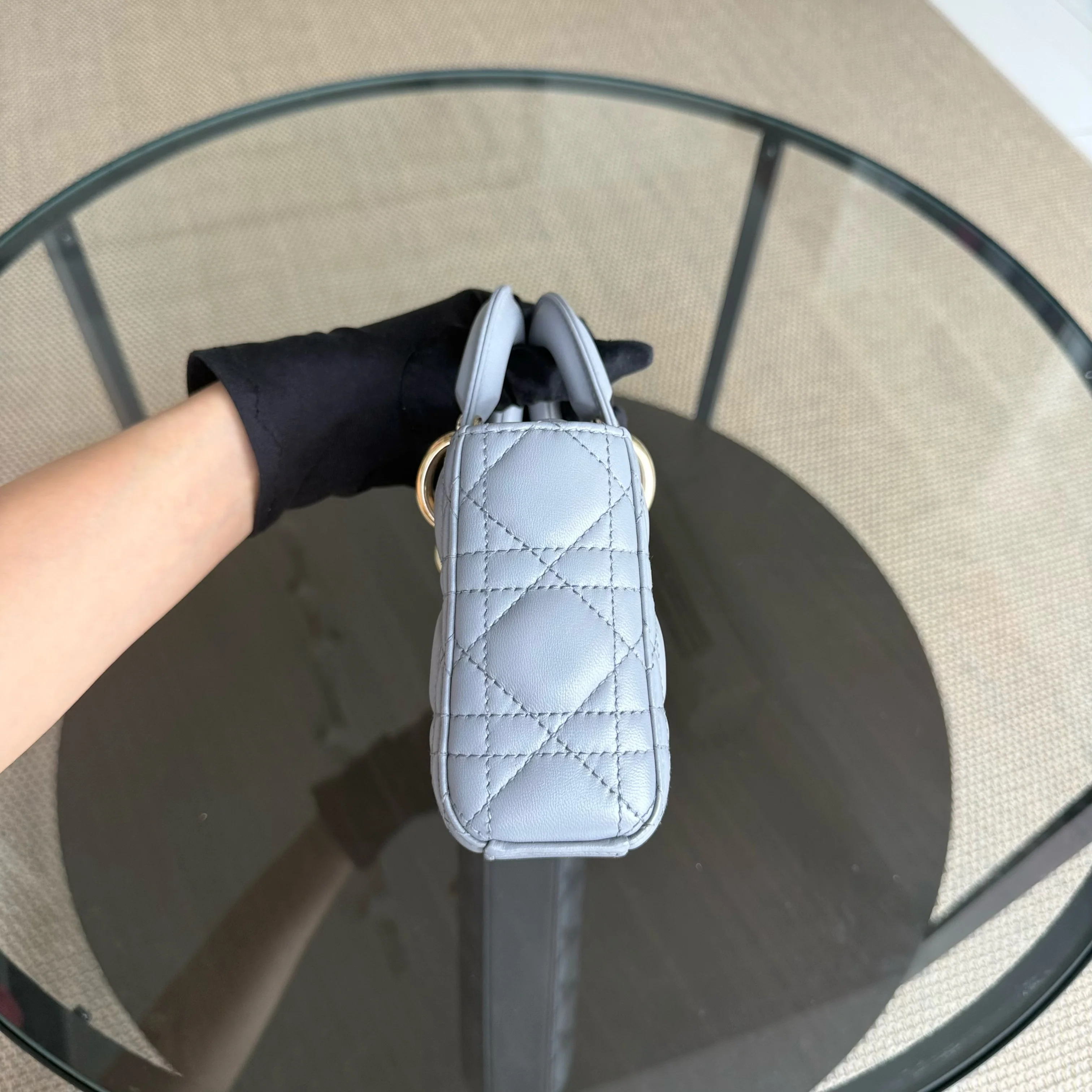 Dior Lady D-Joy Small - Cannage Lambskin Gray Gold Hardware