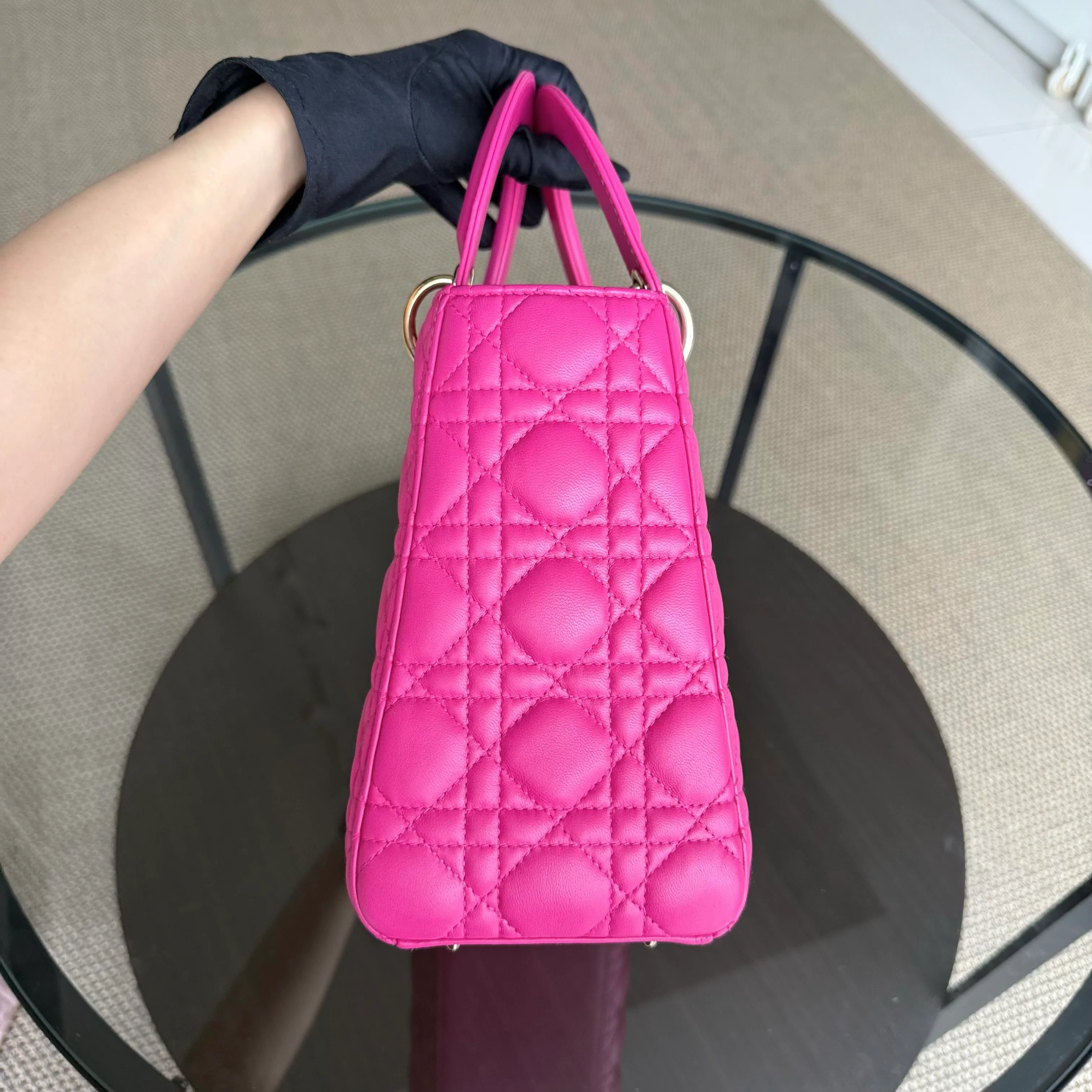 Dior Lady Medium - Cannage Lambskin Pink Gold Hardware NO STRAP