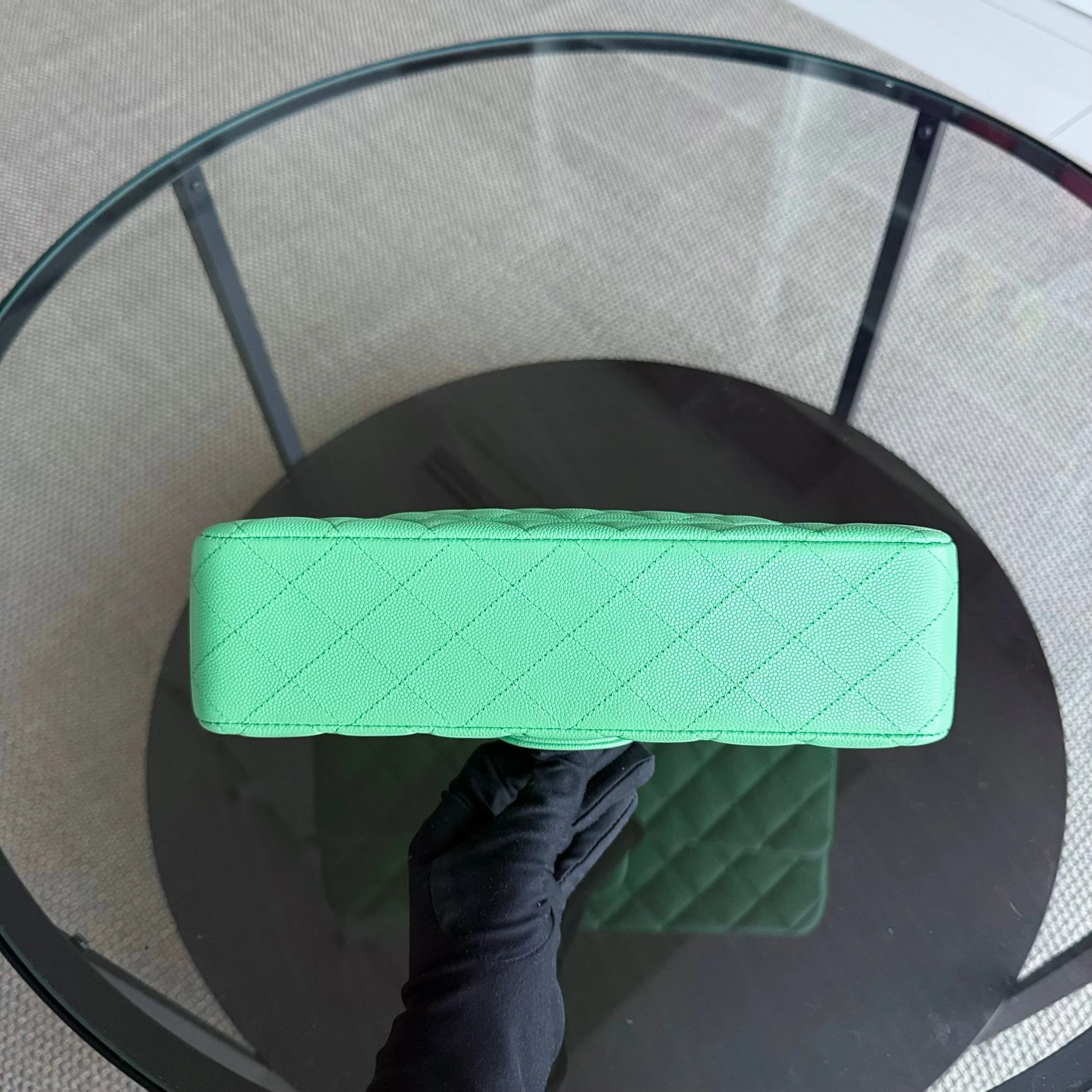 Chanel Classic Flap Medium - Caviar 25CM Quilted Green Gold Hardware Series 27