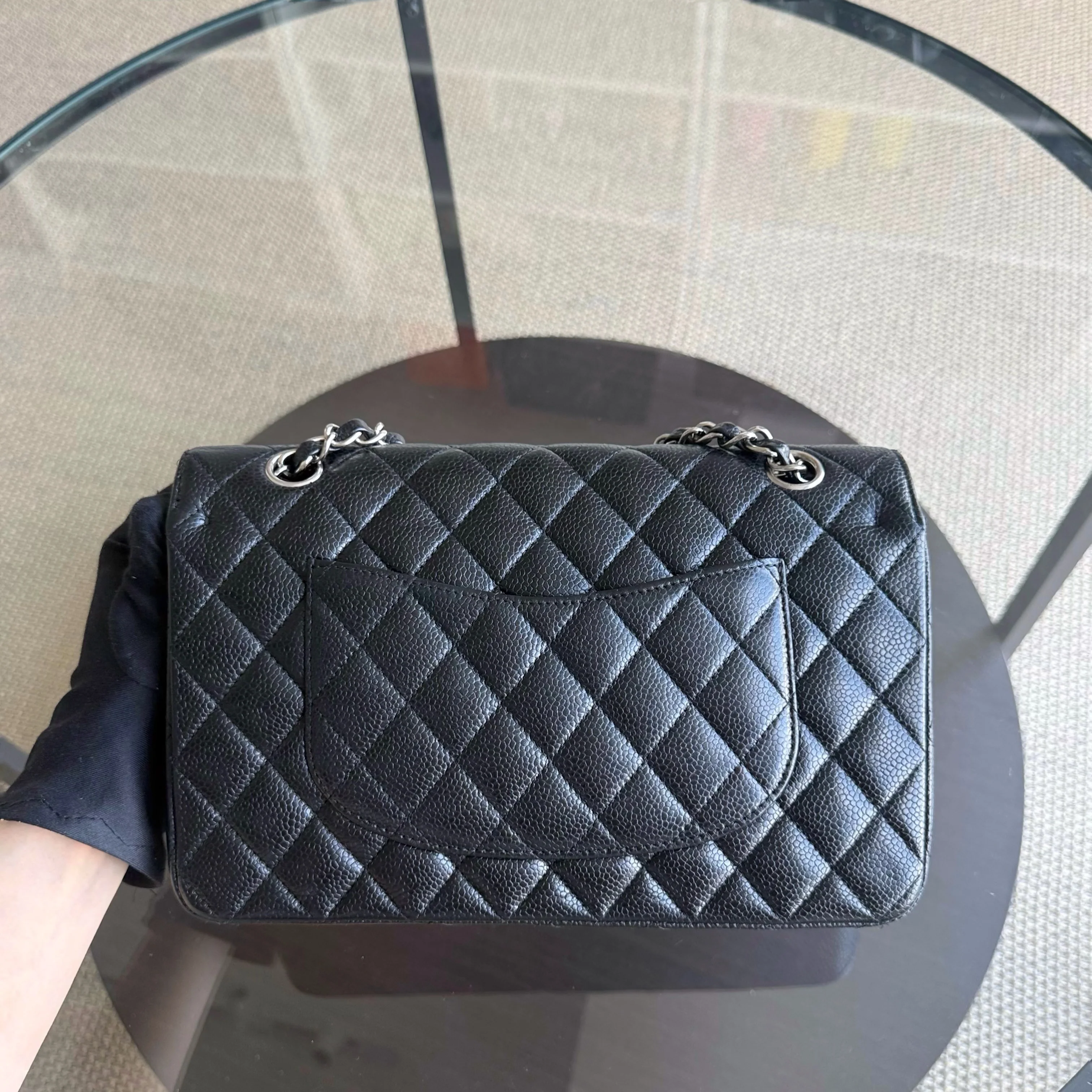 Chanel Classic Flap Medium - Caviar 25CM Quilted Grained Calfskin Black Silver Hardware Series 13