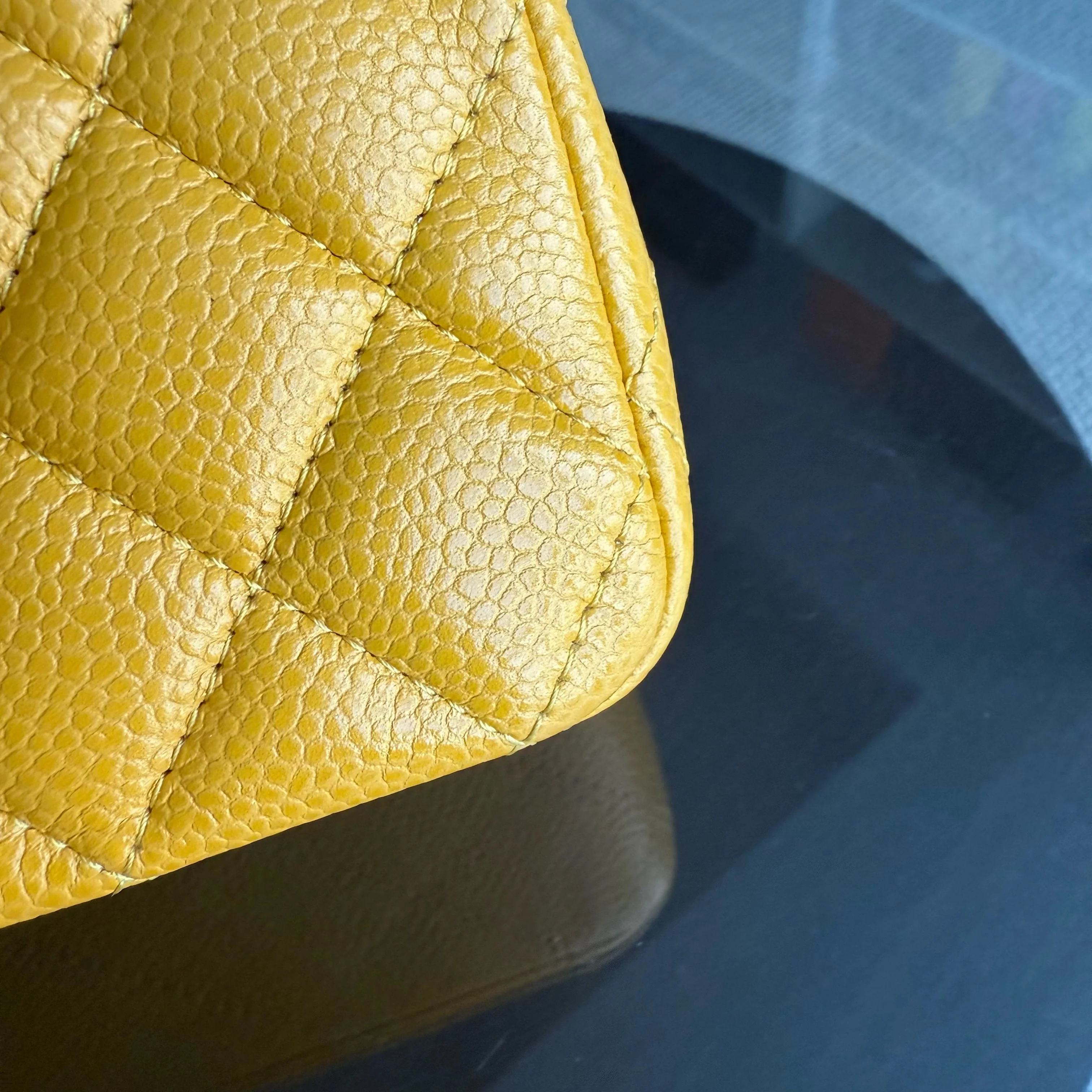 Chanel Classic Flap Medium - Caviar Quilted Grained Calfskin Mustard Gold Hardware Series 25