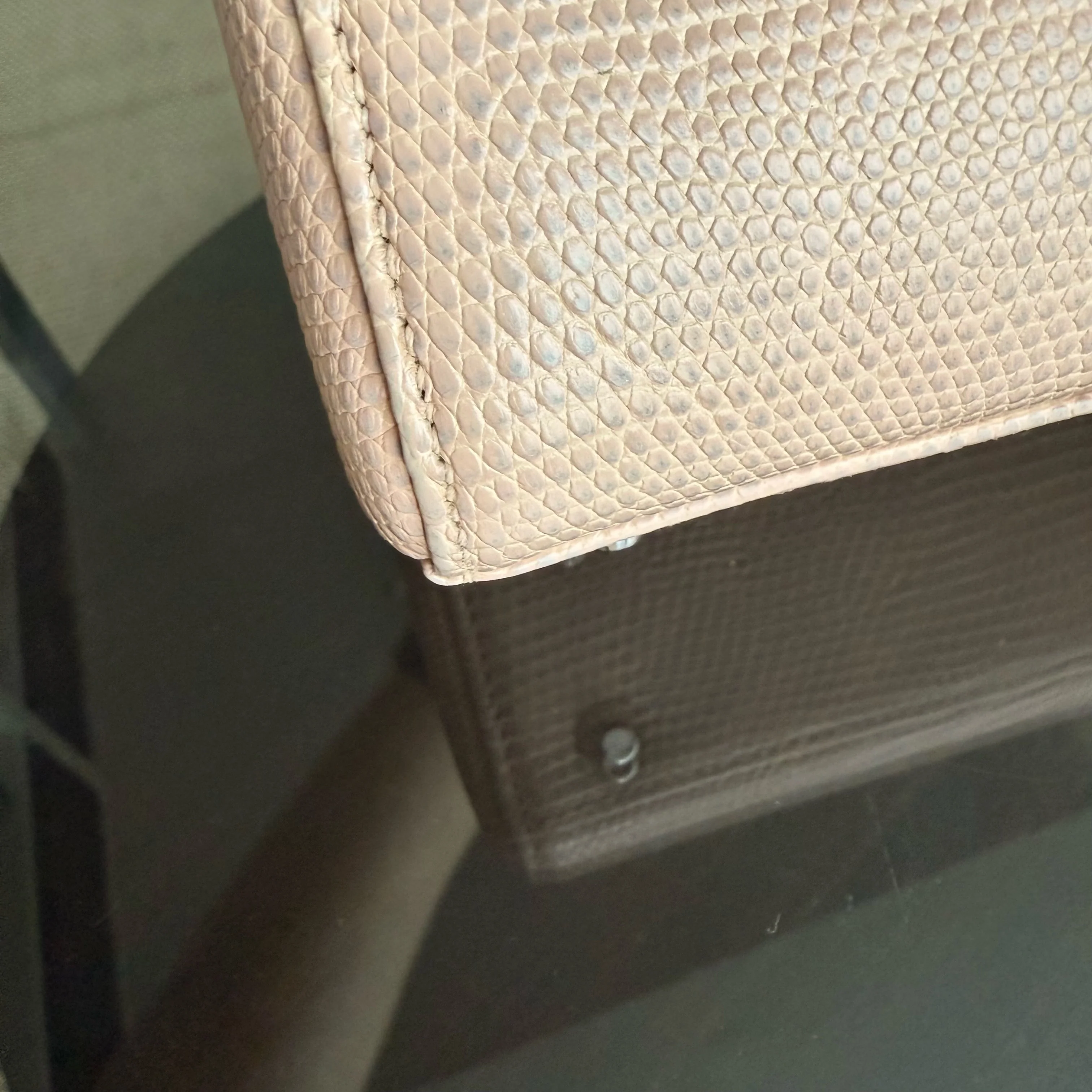 Dior Lady Mini - Exotic Lizard Beige color Silver Hardware