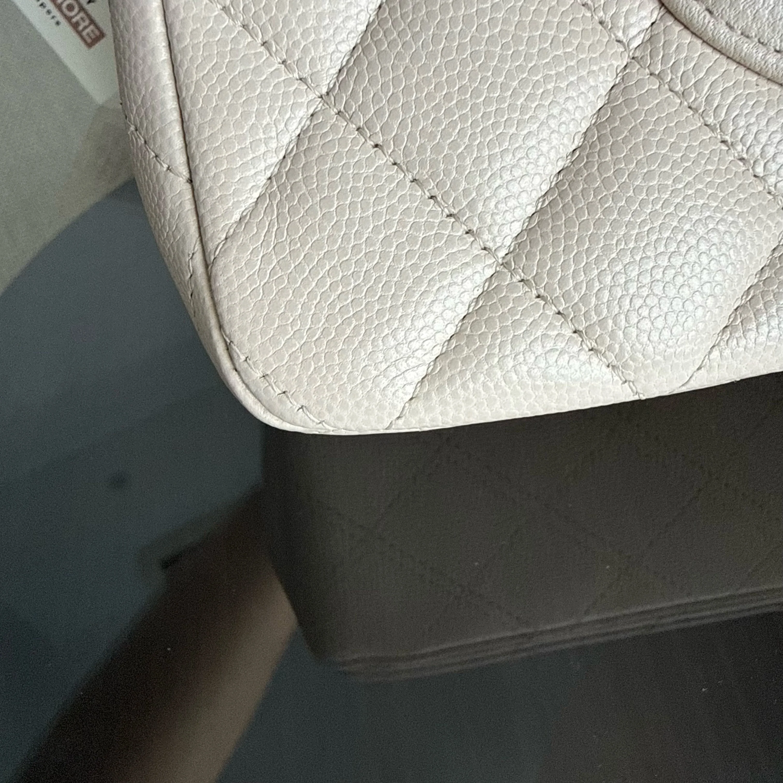Chanel Classic Flap Medium - Caviar 25CM Quilted Double Flap Light Gray Grey Silver Hardware Series 26