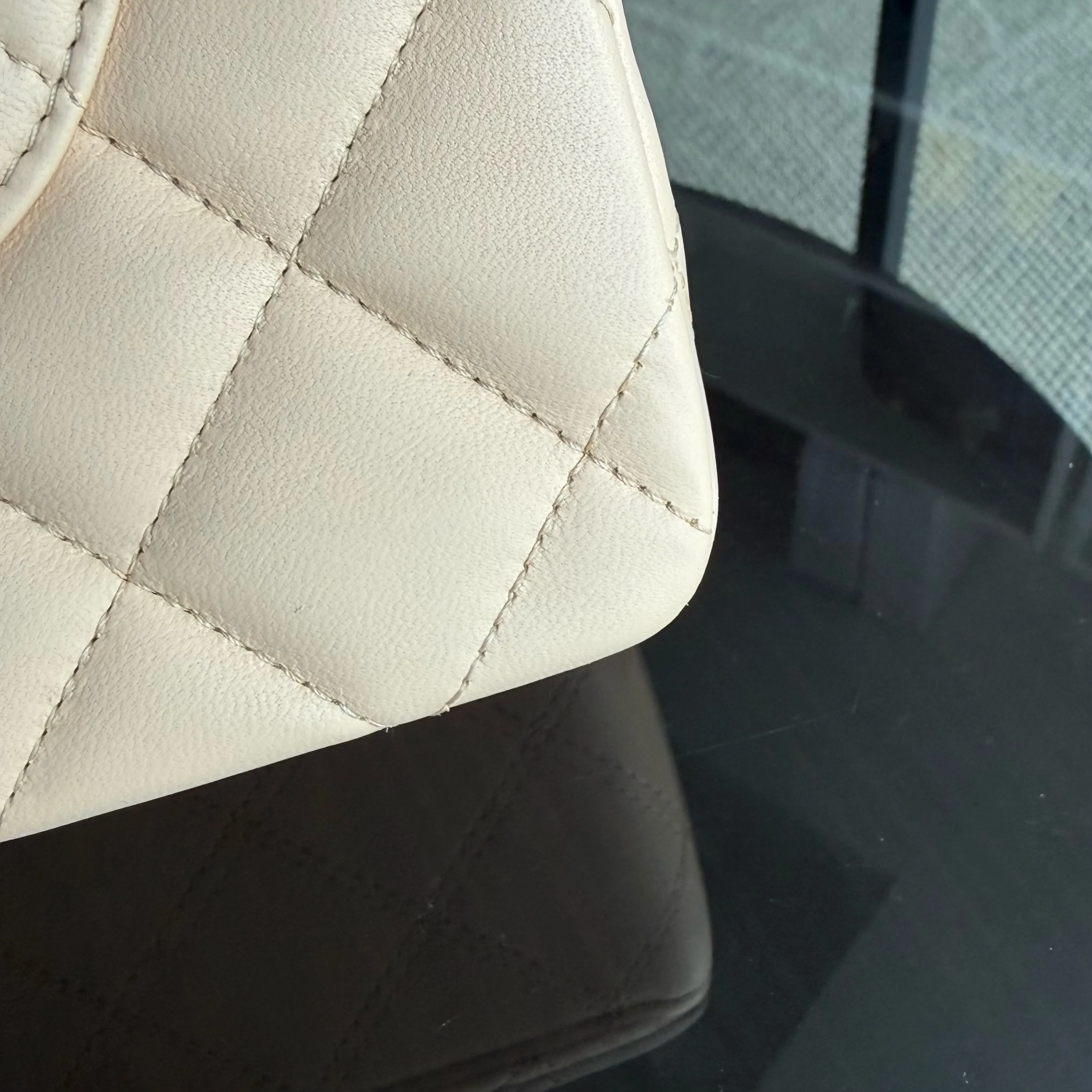 Chanel Classic Flap Jumbo - 30CM Single Flap Quilted Lambskin Beige Silver Hardware Series 14