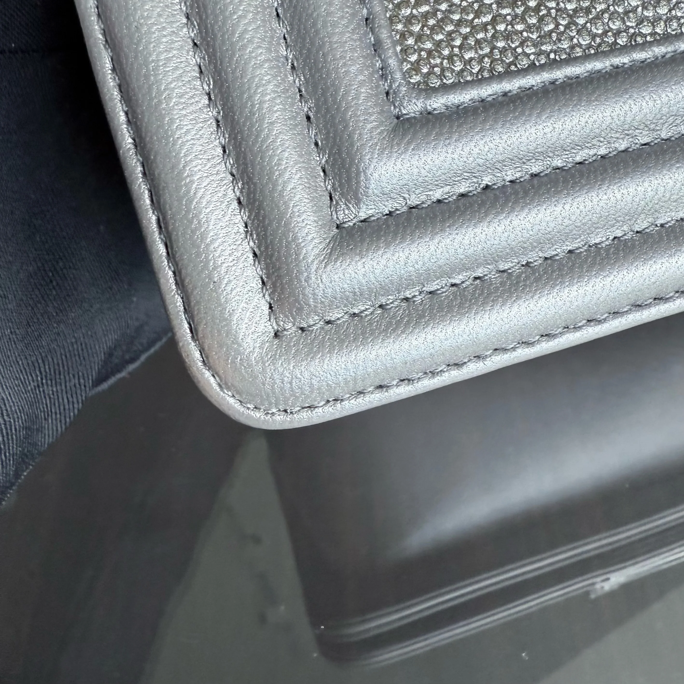 Chanel Boy Small - Stingray Gray Grey Ruthenium Silver Hardware Series 20