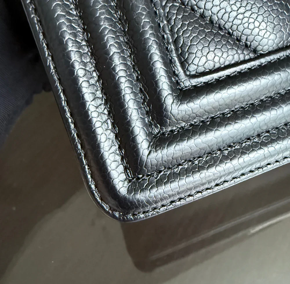 Chanel Boy Small - Caviar 20CM Chevron Grained Calfskin Black Leboy Ruthenium Sliver Hardware Series 28