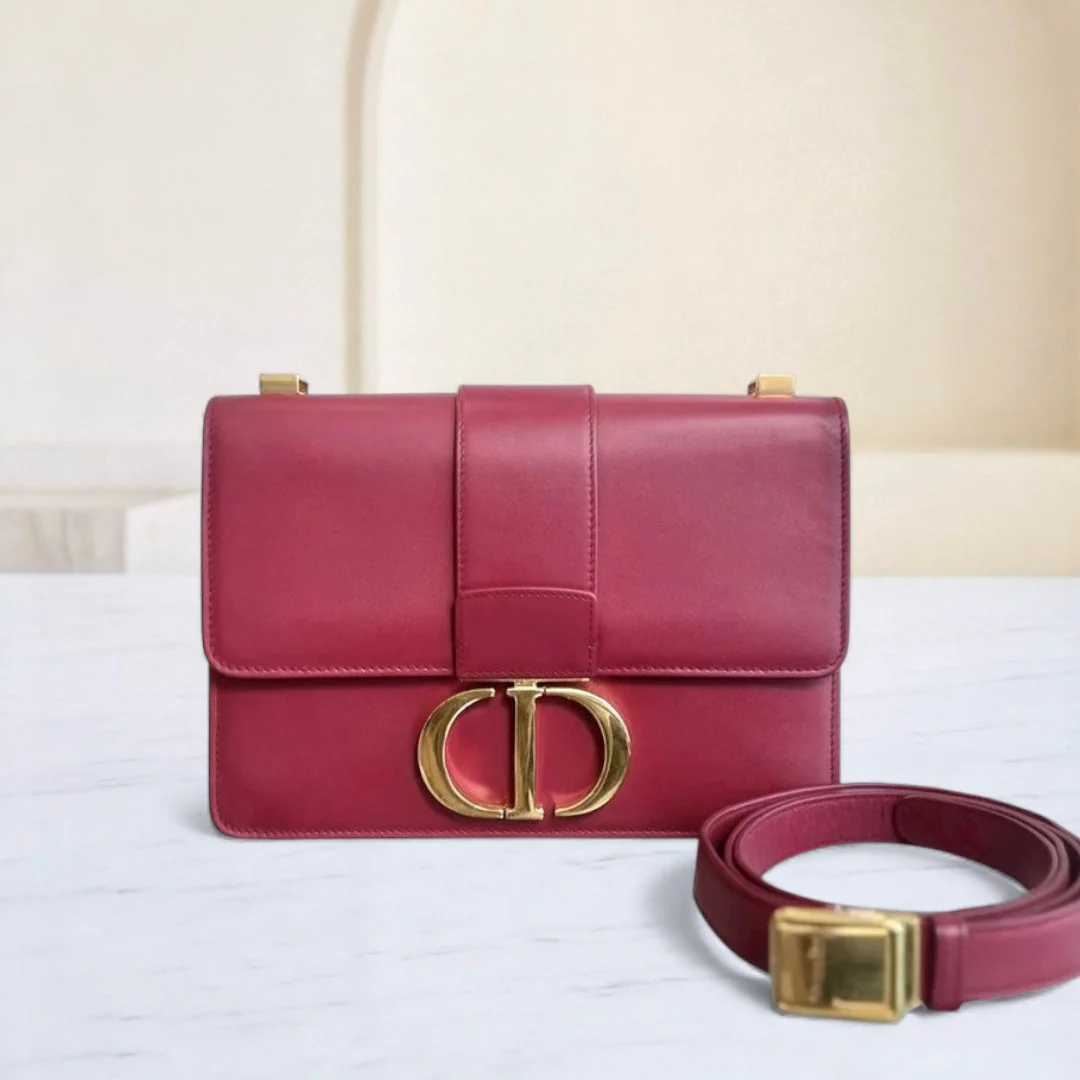 Dior 30 Montaigne - Calfskin Medium Red Shoulder Bag GHW