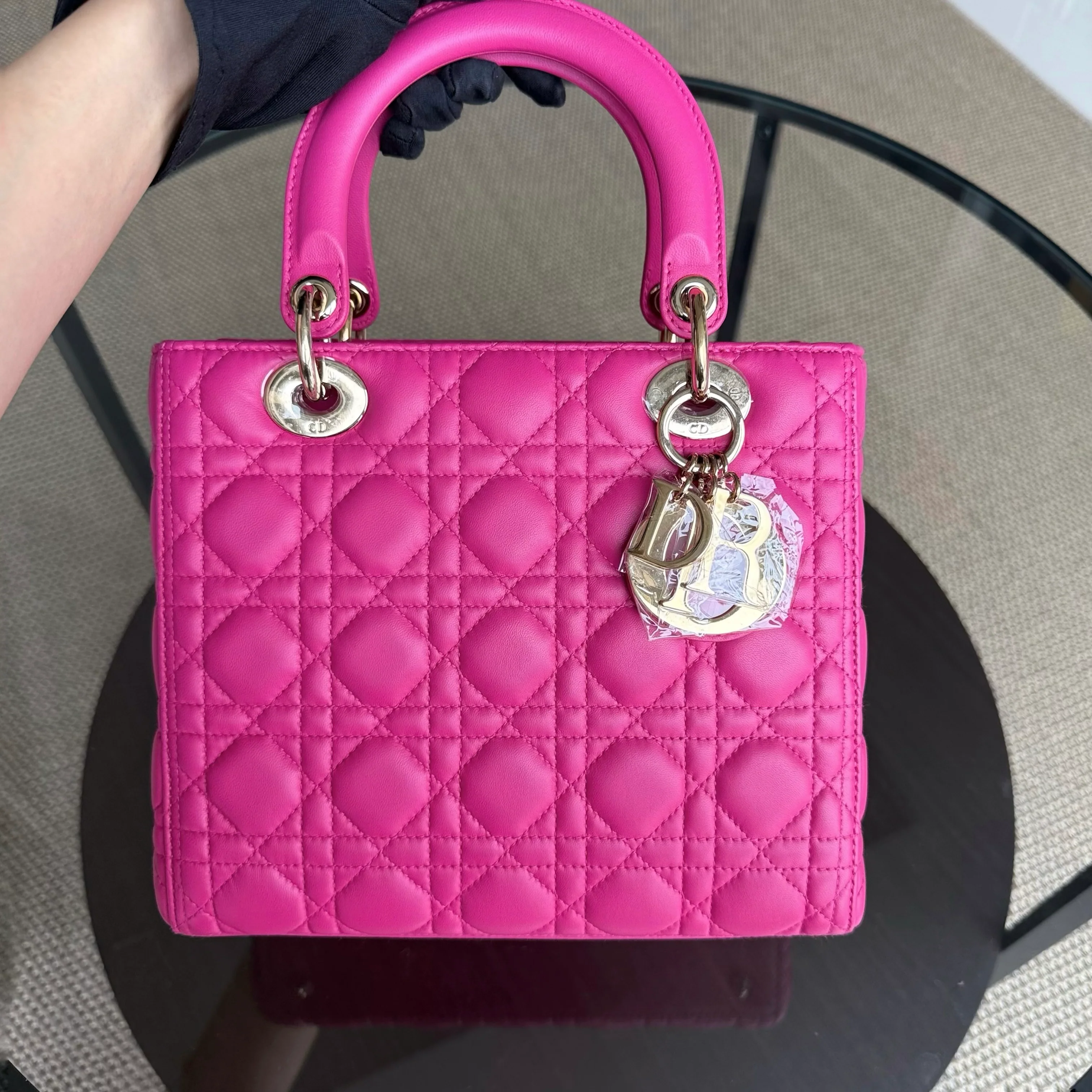 Dior Lady Medium - Cannage Lambskin Pink Gold Hardware NO STRAP