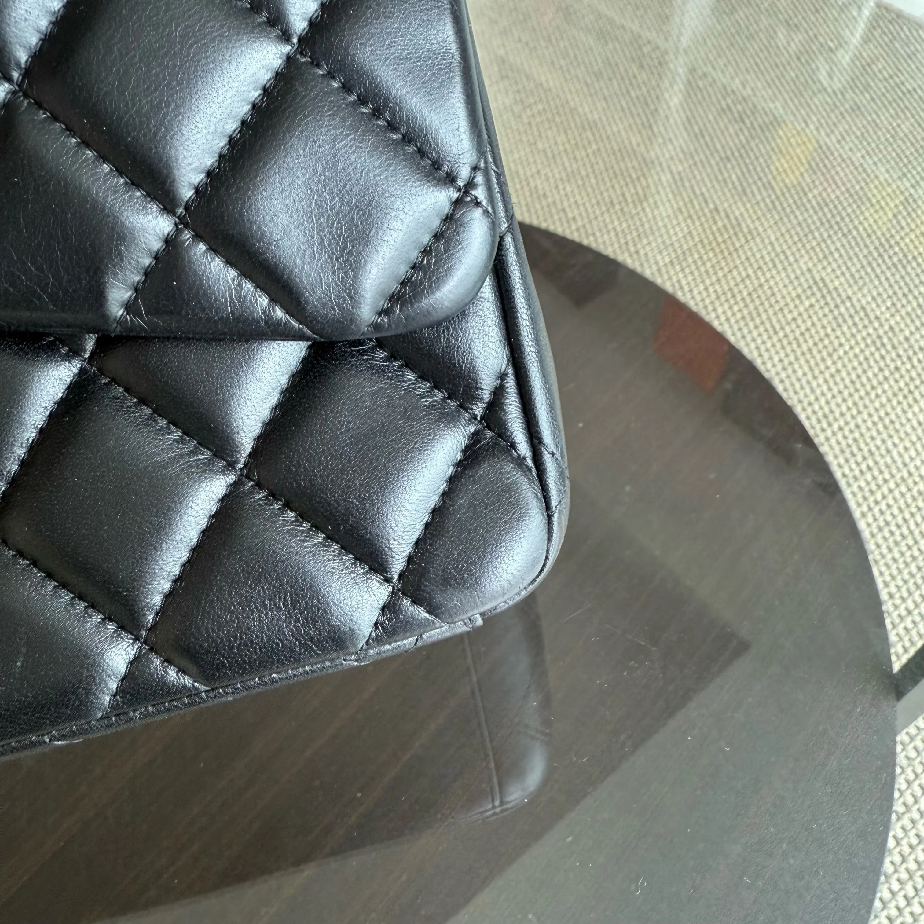 Chanel Classic Flap Maxi - 33CM Quilted Single Flap Lambskin Black Silver Hardware Series 13