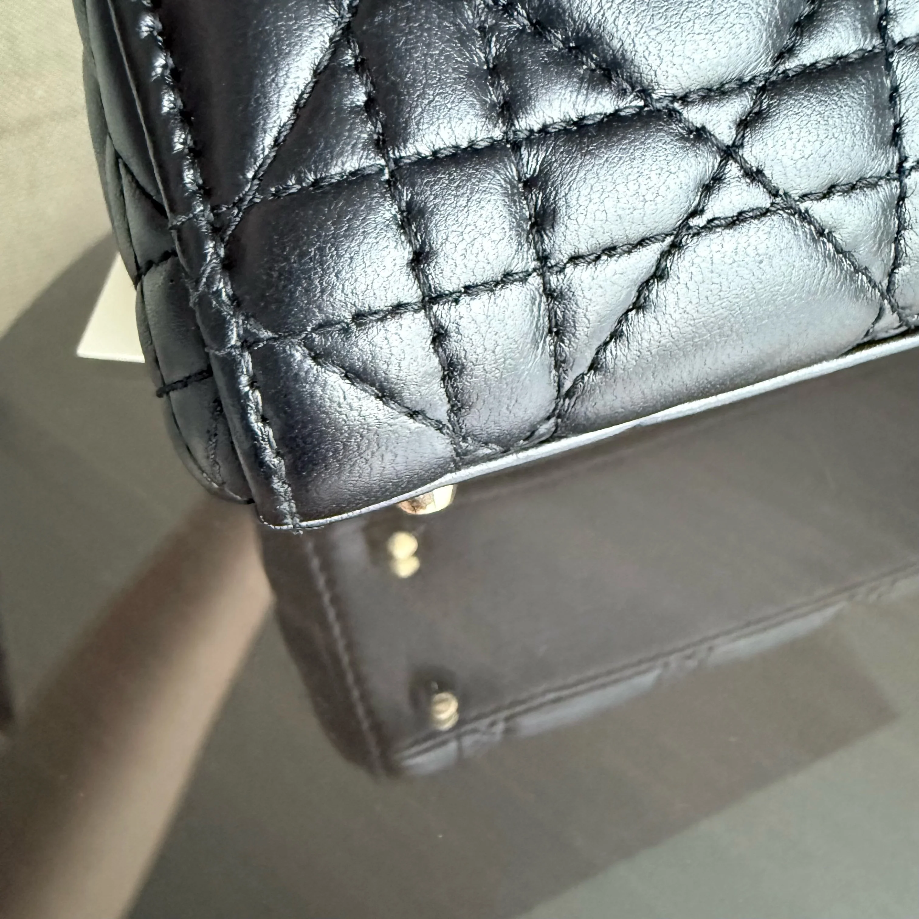 Dior Lady Mini - Cannage Lambskin Black Gold Hardware Chain Strap