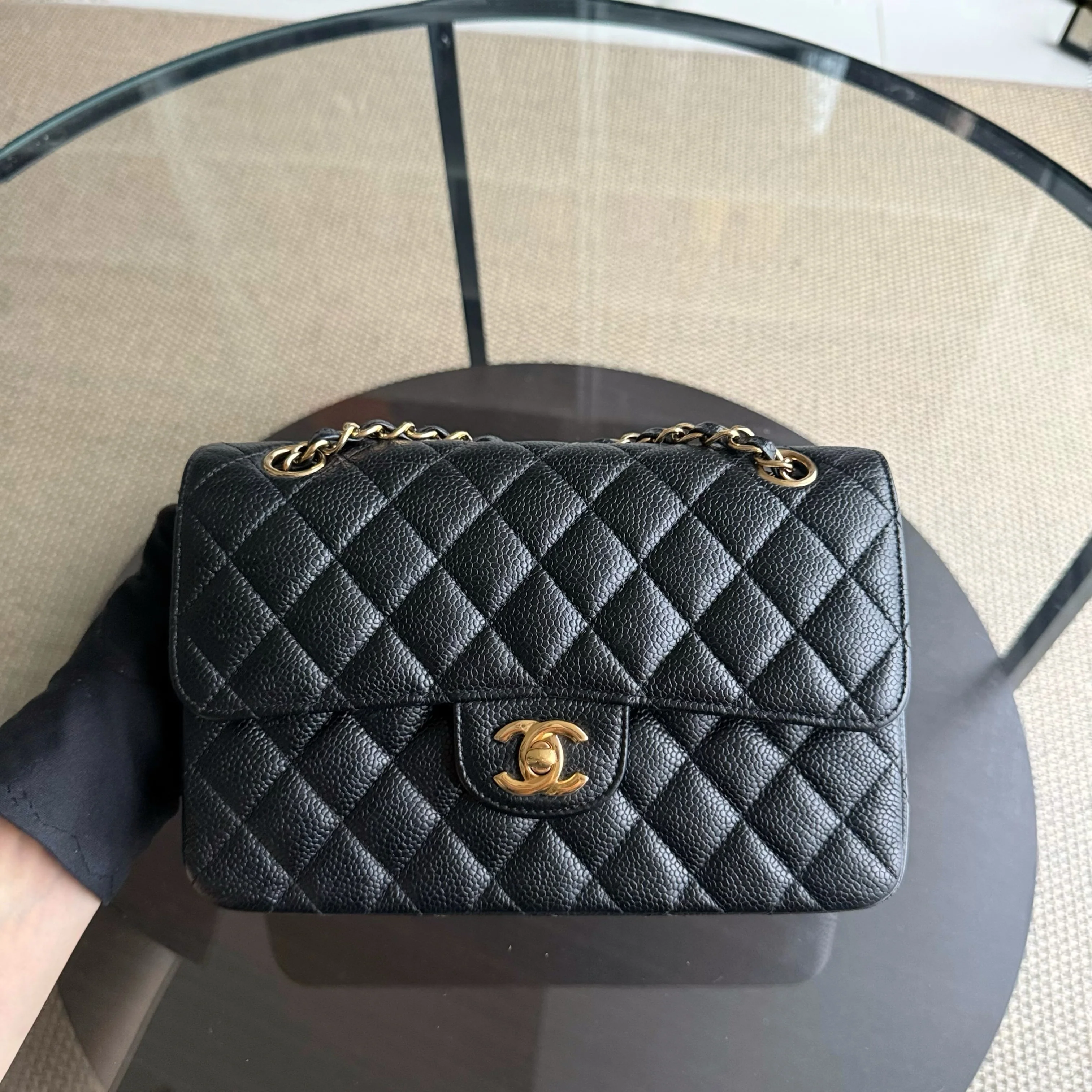 Chanel Classic Flap Small - Caviar 23CM Quilted Grained Calfskin Black Gold Hardware Series 24
