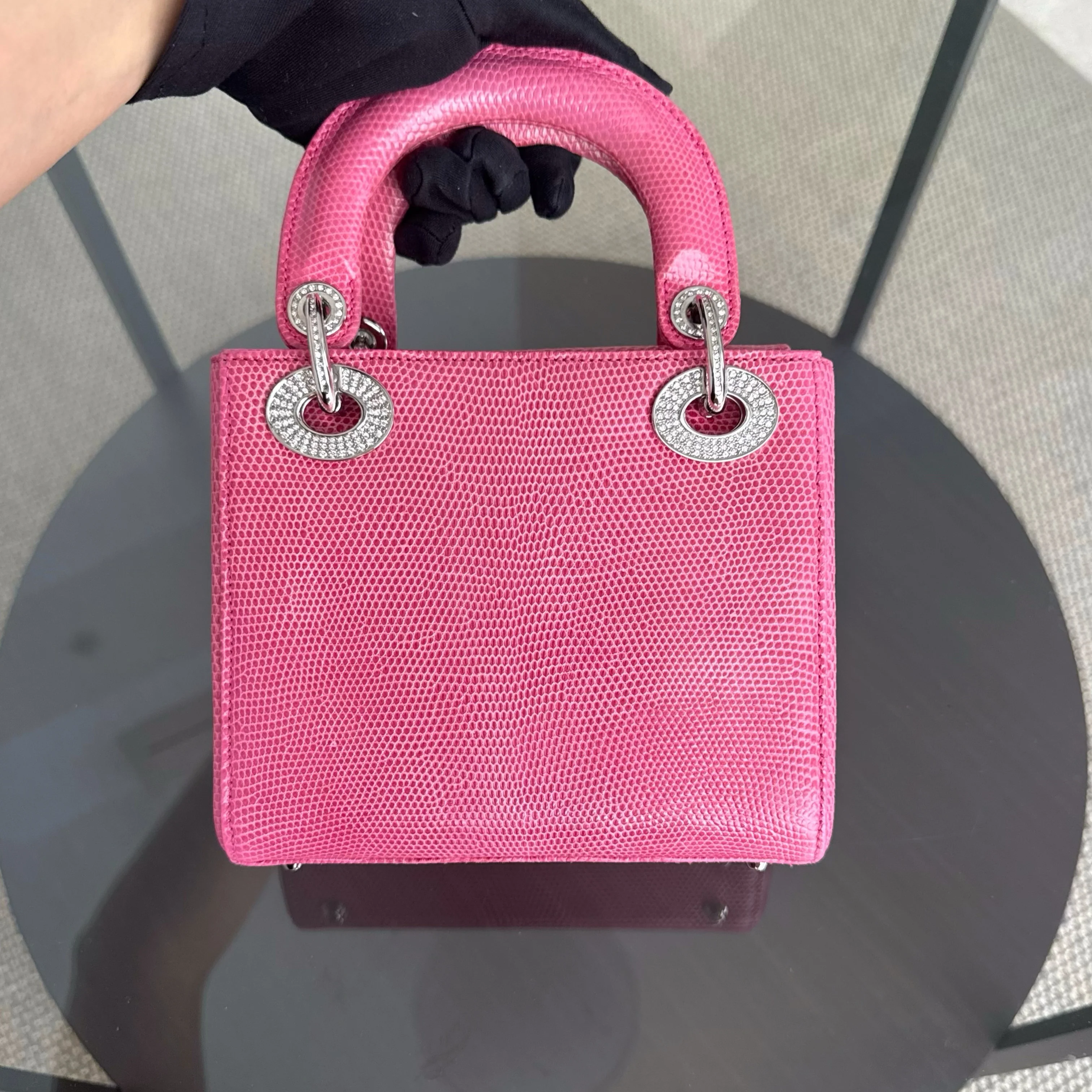 Dior Lady Mini - Exotic Lizard Limited Edition Swarovski Crystal Silver Hardware