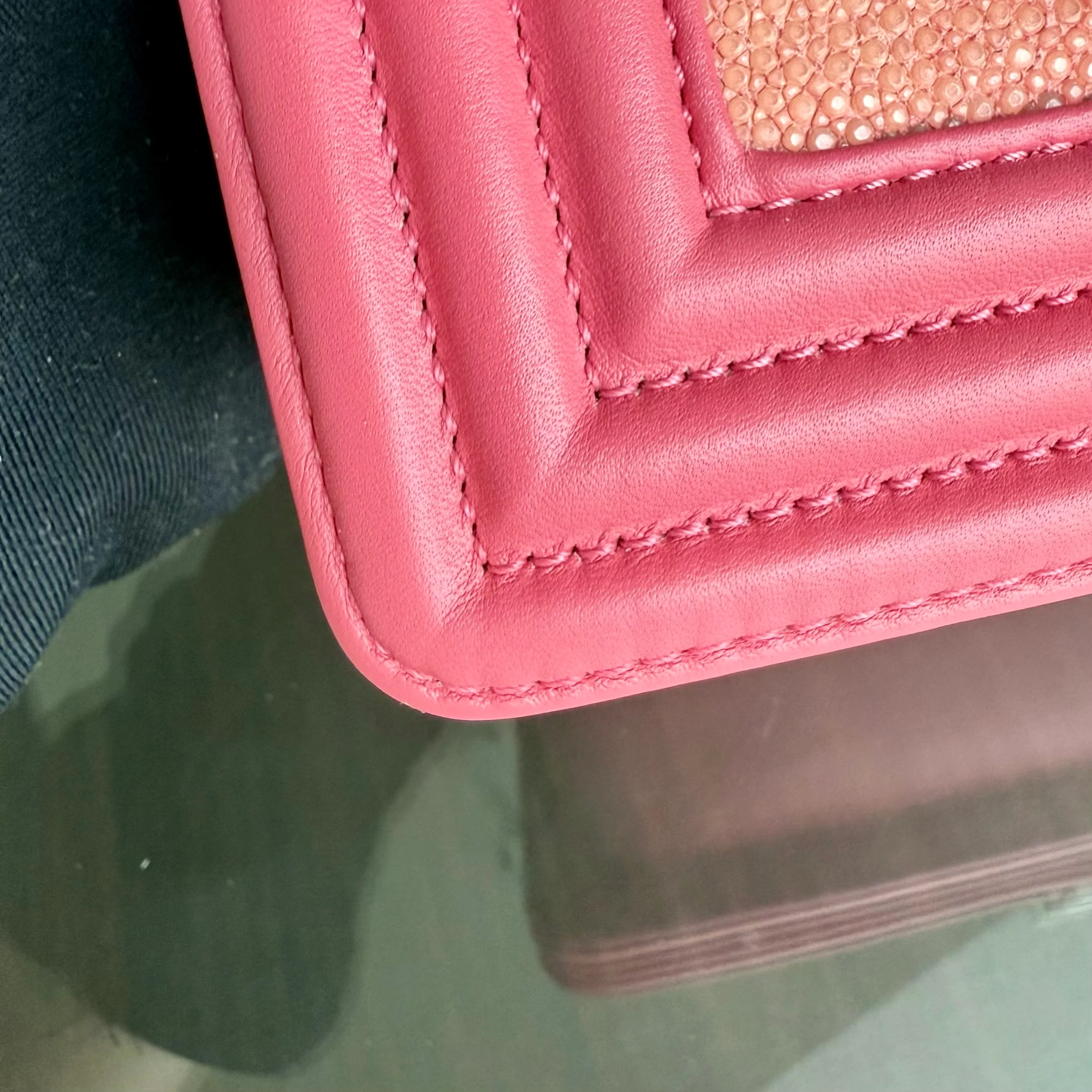 Chanel Boy Small - Stingray Pink Ruthenium Silver Hardware Series 18