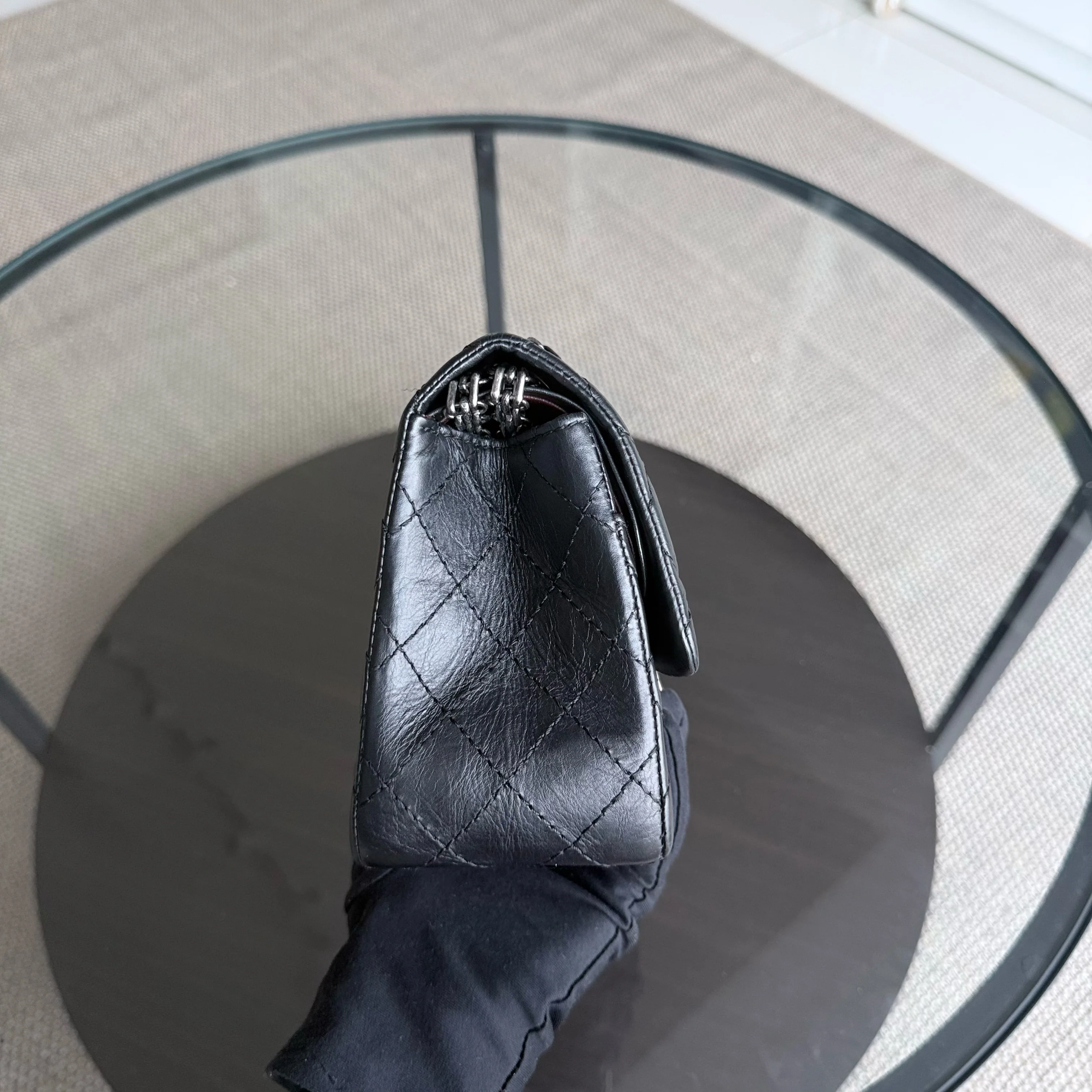 Chanel 2.55 Reissue 225 - Quilted Aged Calfskin Black Ruthenium Silver Hardware Series 18