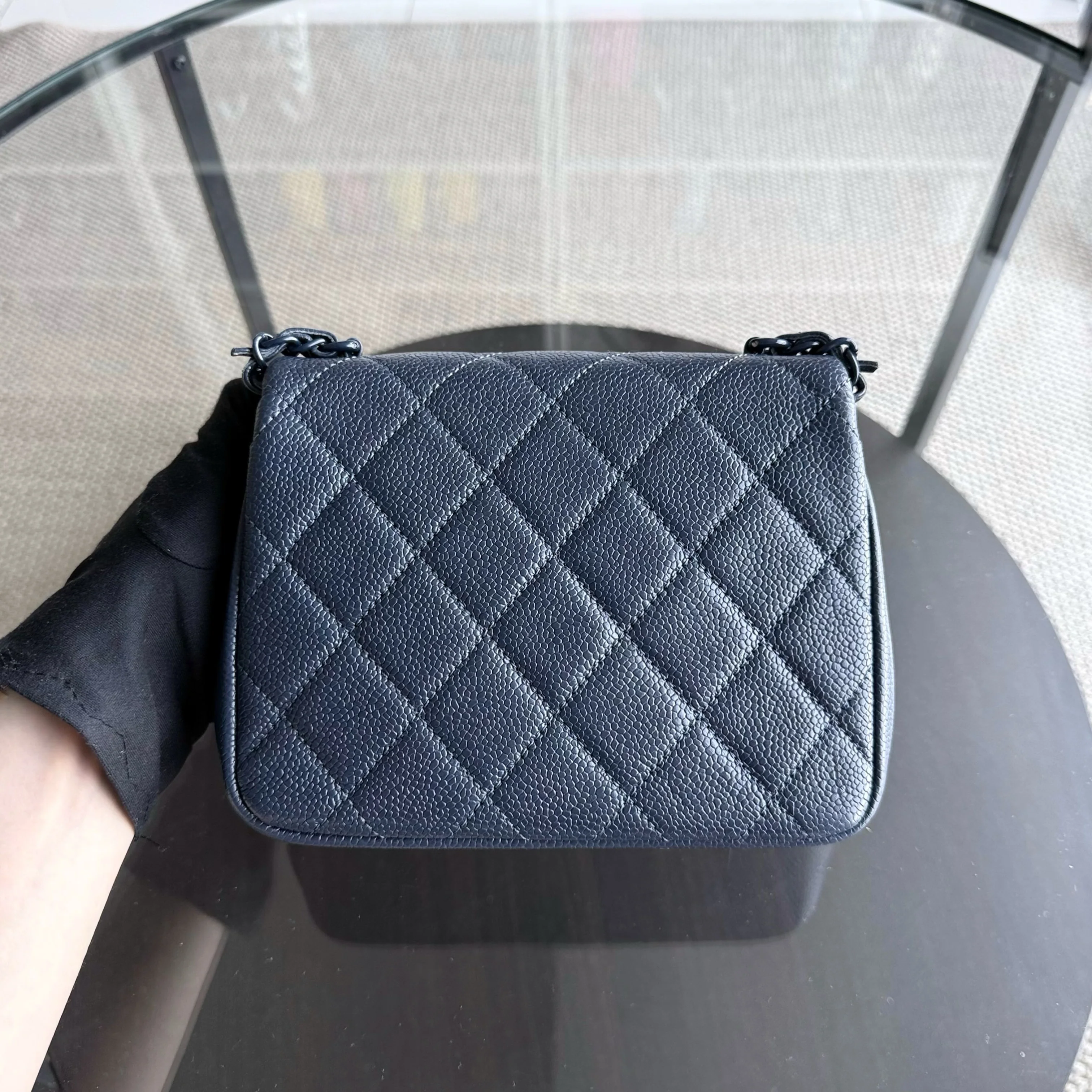 Chanel CC Flap Mini Square - Caviar Quilted All Blue Hardware Series 29