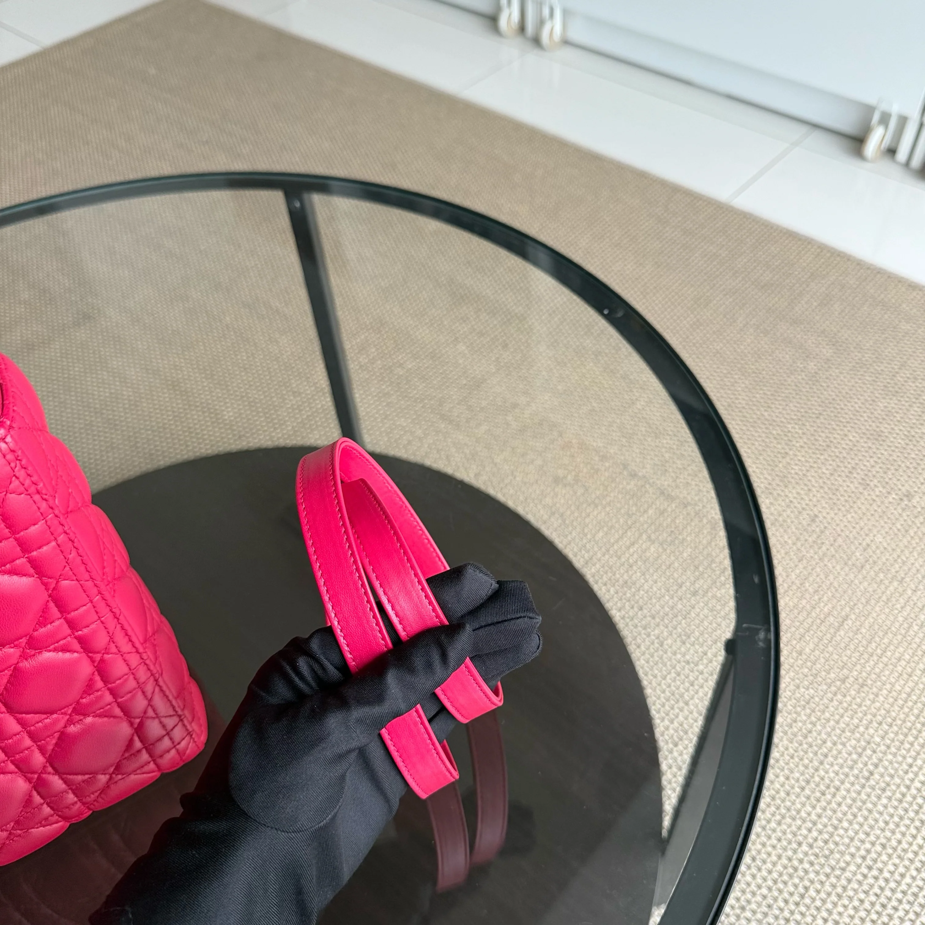 Dior Lady Medium - Cannage Lambskin Red Silver Hardware