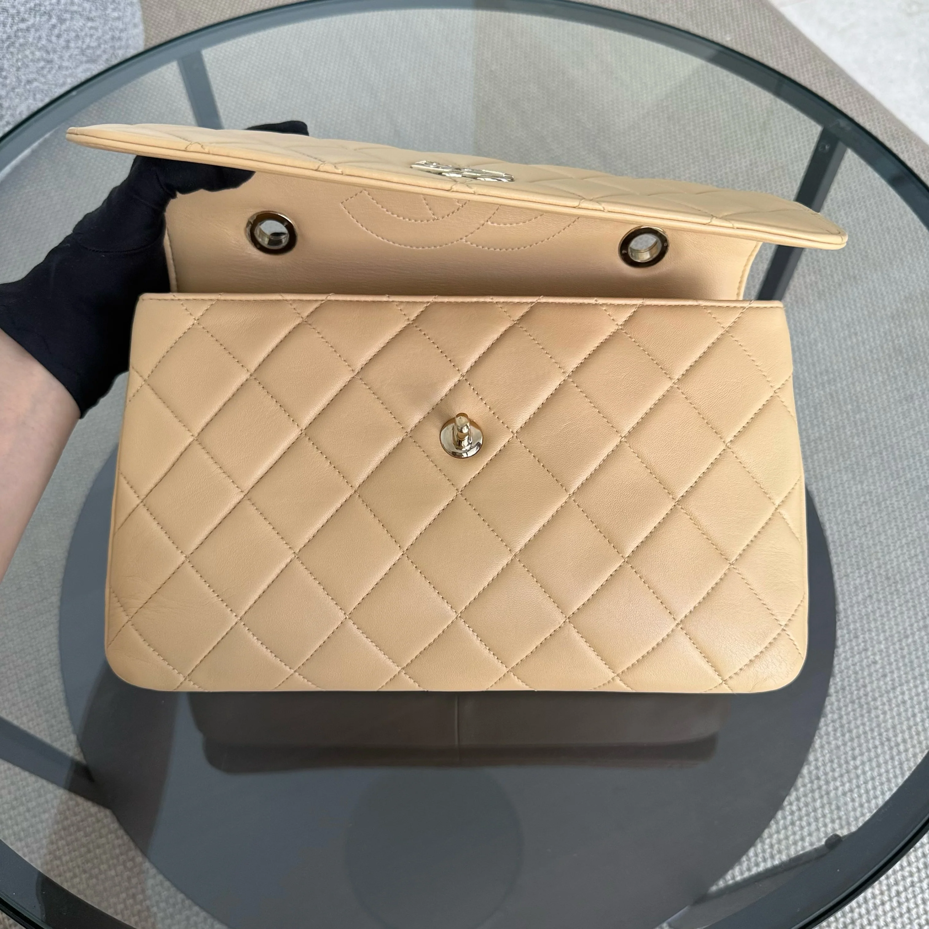 Chanel Trendy CC 30CM - Quilted Lambskin Beige Gold Hardware Series 26