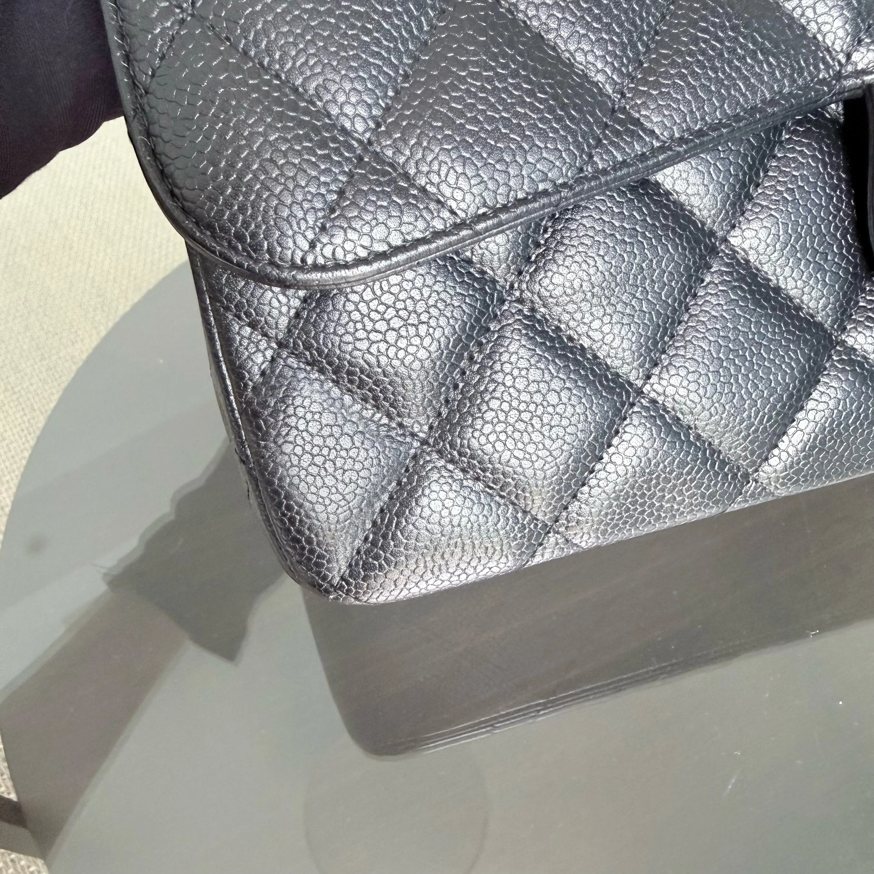 Chanel Classic Flap Jumbo - Caviar 30CM Single Flap Quilted Black Silver Hardware