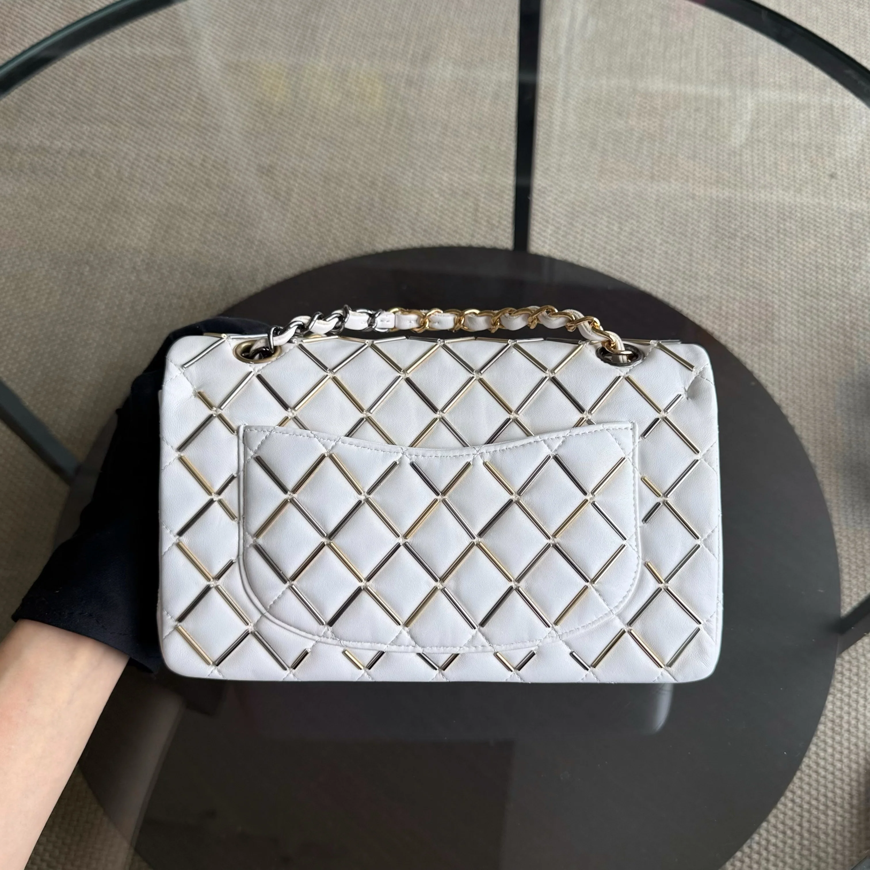 Chanel Classic Flap Small - Lambskin 23CM White Limited Edition Gold Hardware