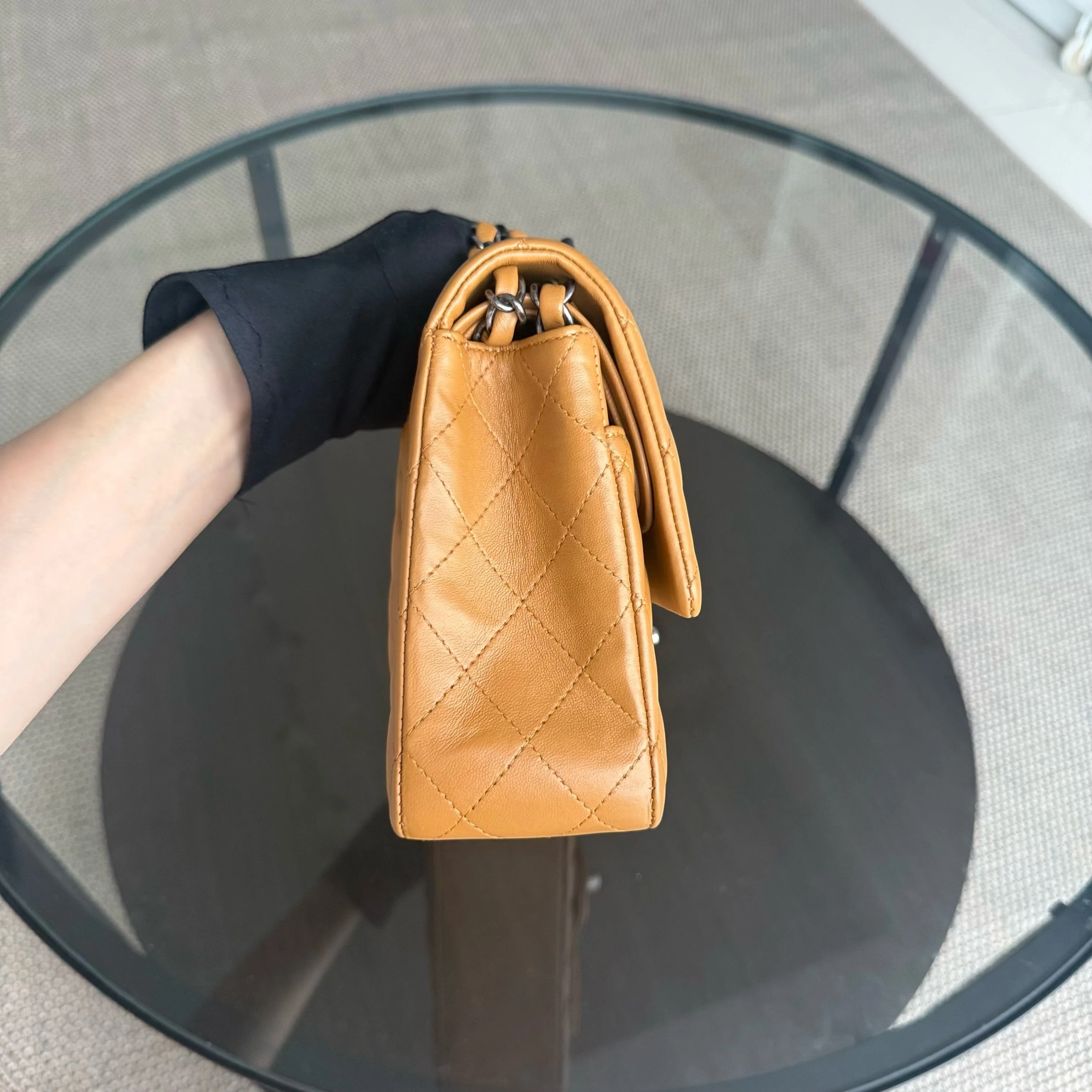 Chanel Classic Flap Medium - 25CM Quilted Lambskin Caramel Silver Hardware Series 19